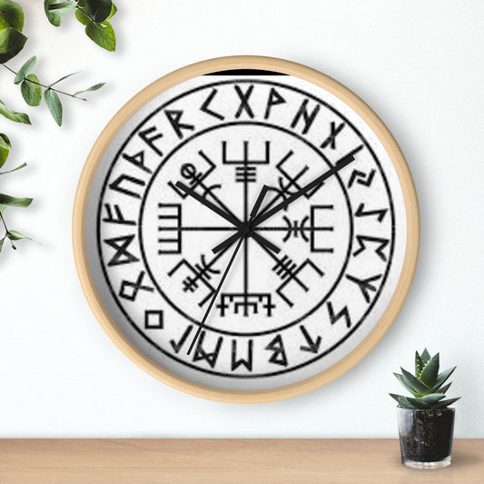 Viking Rune Vegvisir Wall Clock — Nordic Compass Symbol Decor