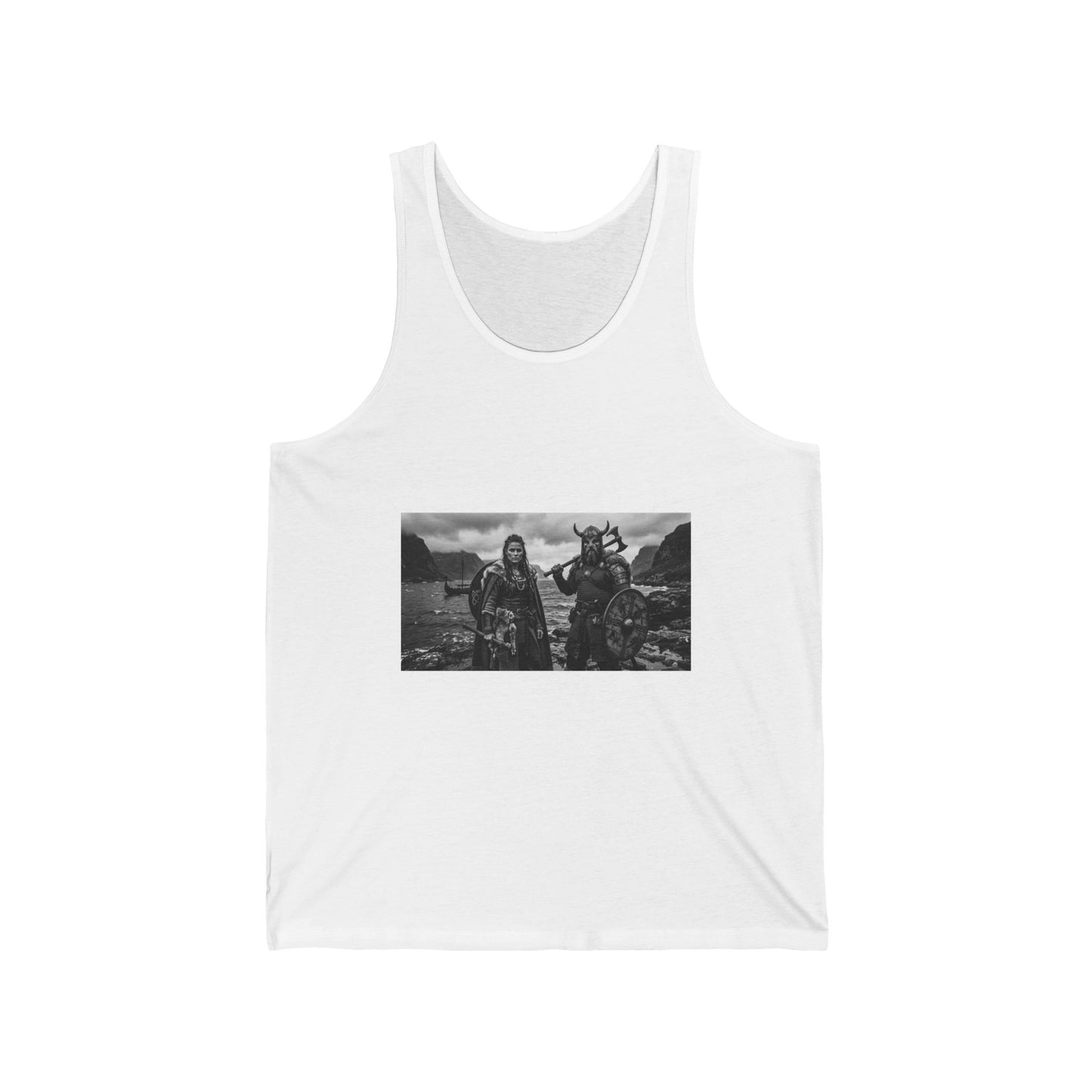 Viking Warriors Photo Tank Top — Norse Shield & Helm Gothic Graphic