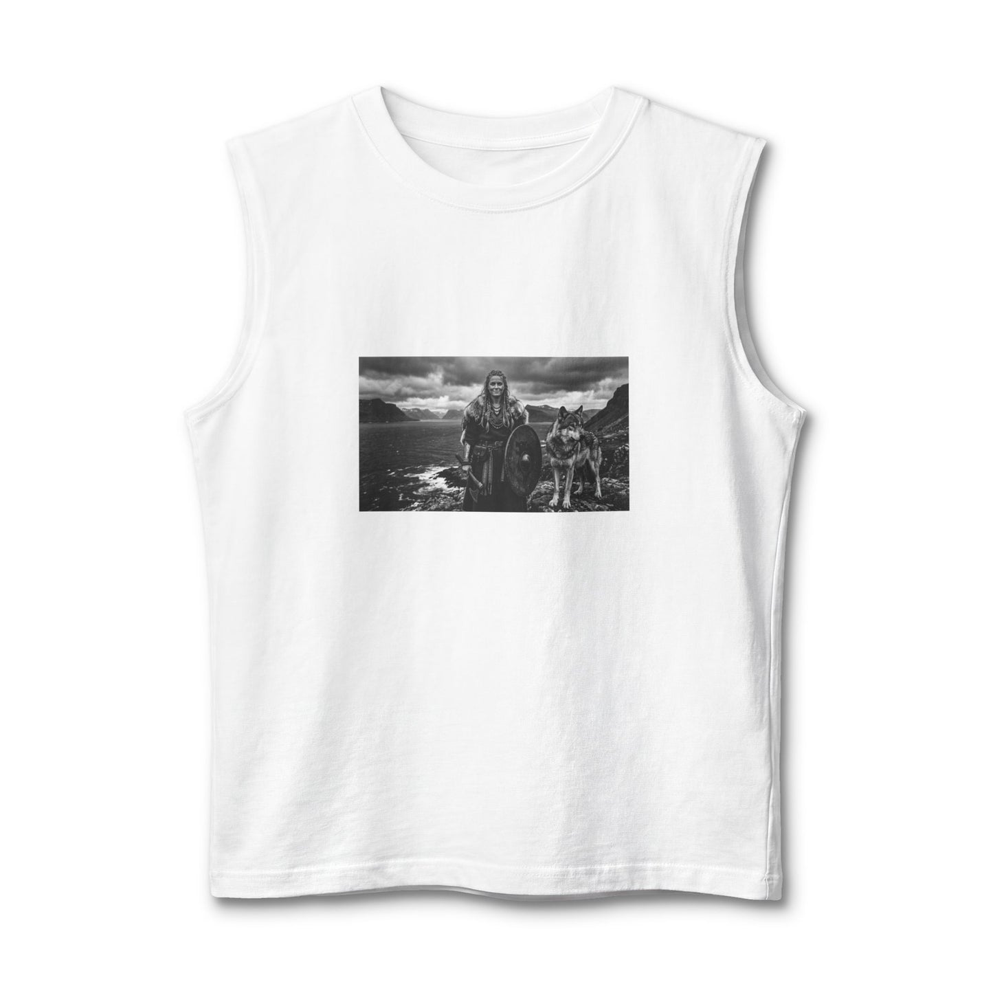 Viking Warrior & Wolf Muscle Tank — Norse Mythic Graphic Tank Top