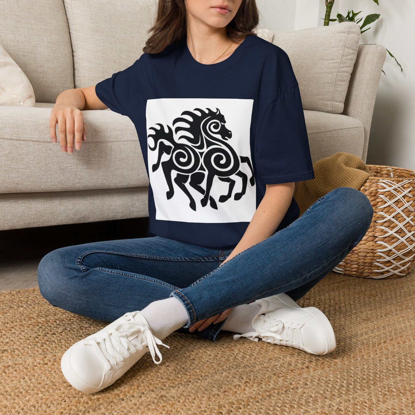 Tribal Horse Graphic T-Shirt — Celtic-Inspired Running Stallion Design