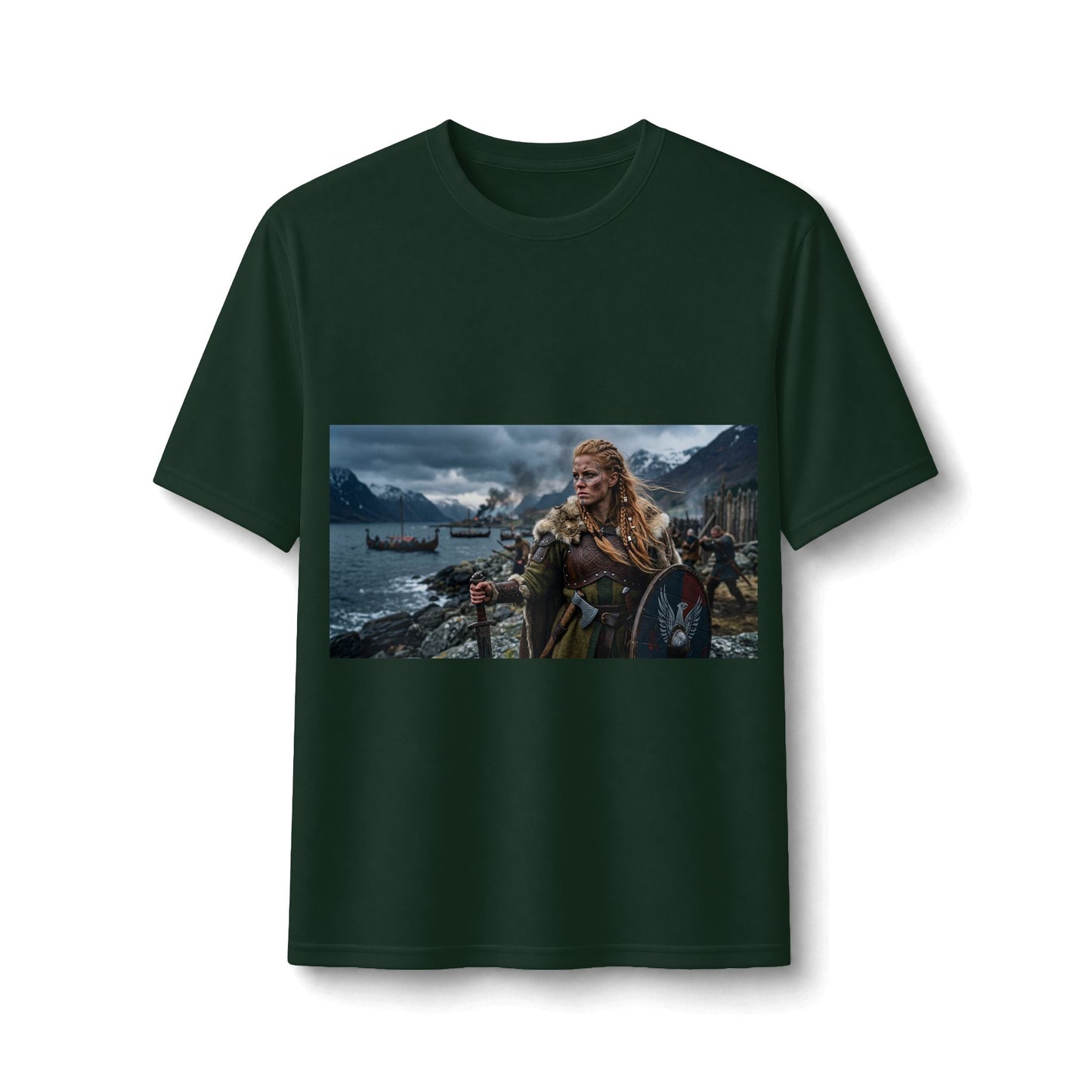 Viking Warrior Performance Tee — Nordic Longship Shield Graphic