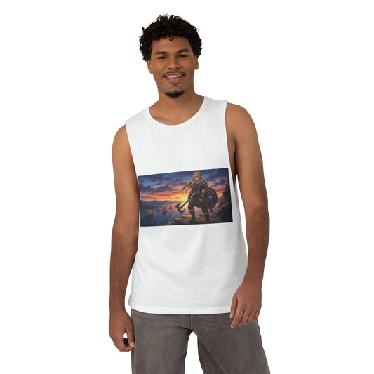 Viking Warrior Tank Top — Norse Shieldmaiden Sunset Graphic Tank