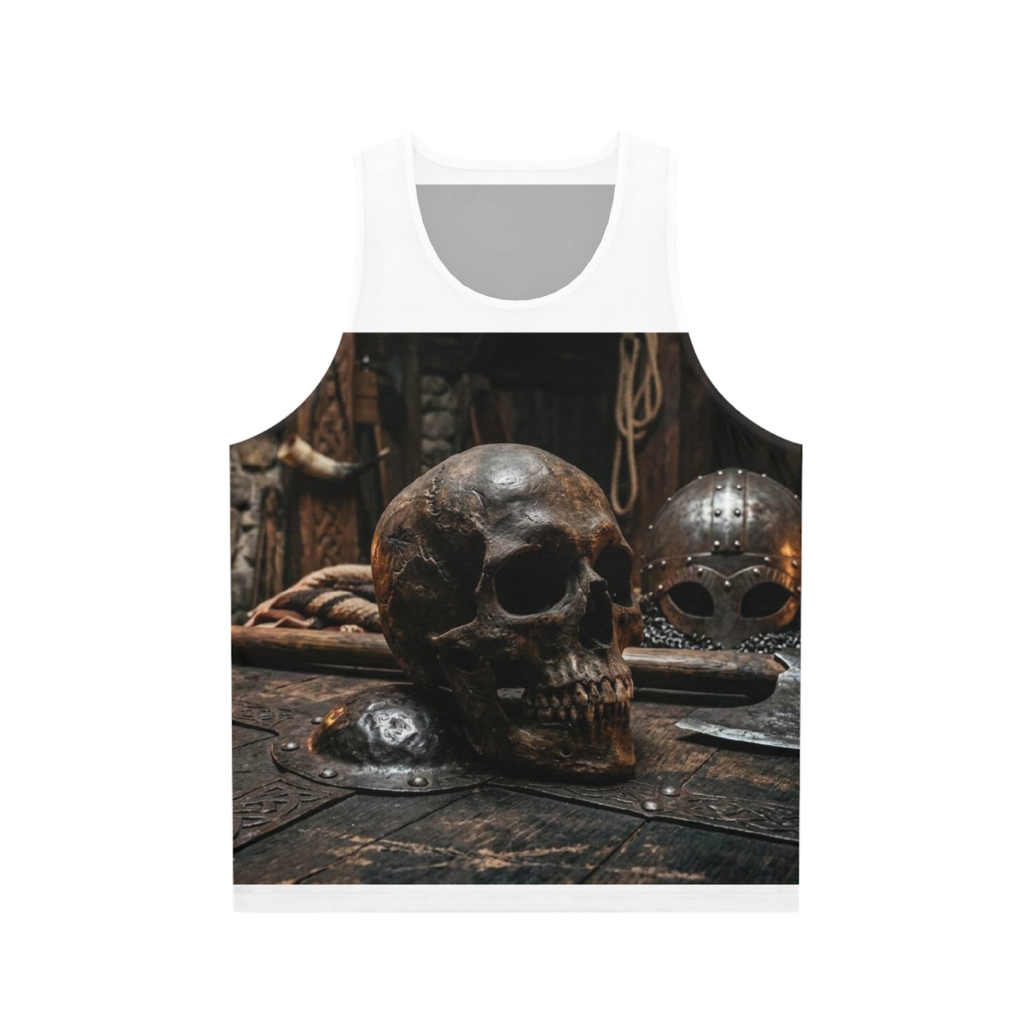 Skull & Helm All-Over-Print Tank Top — Gothic Pirate Skull Design