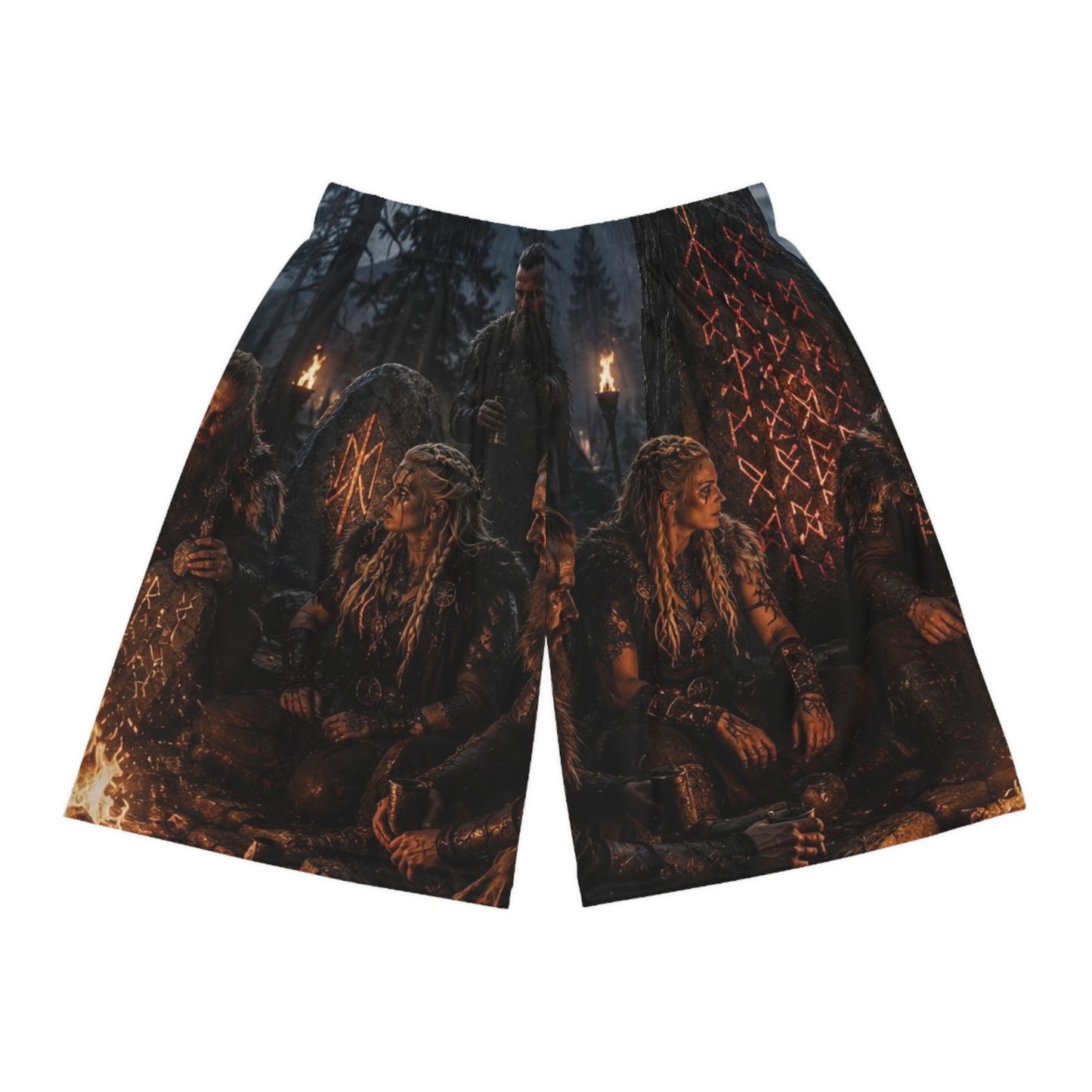 Viking Ritual Graphic Basketball Shorts