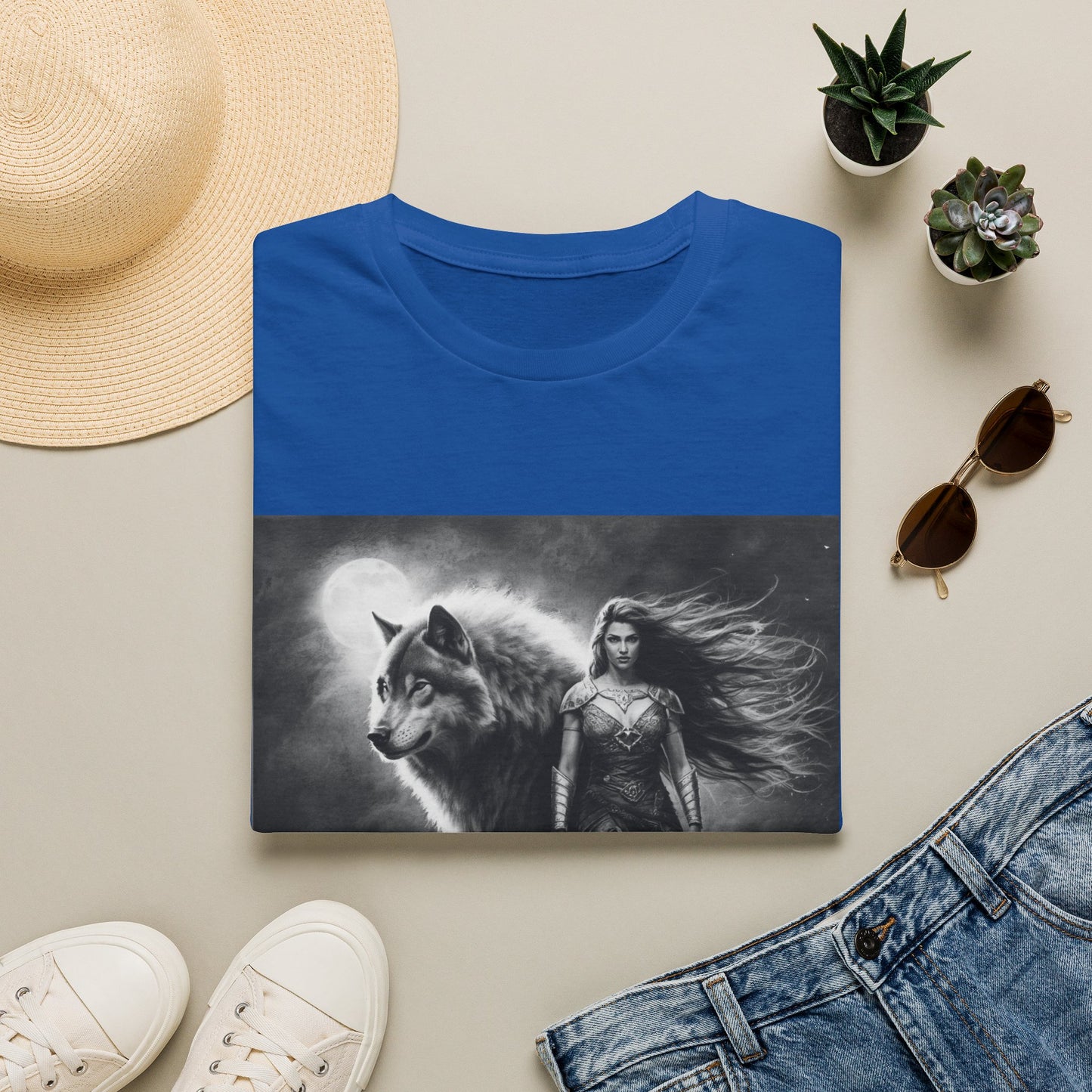 Wolf Guardian T-Shirt — Mystic Woman and Wolf Graphic Tee