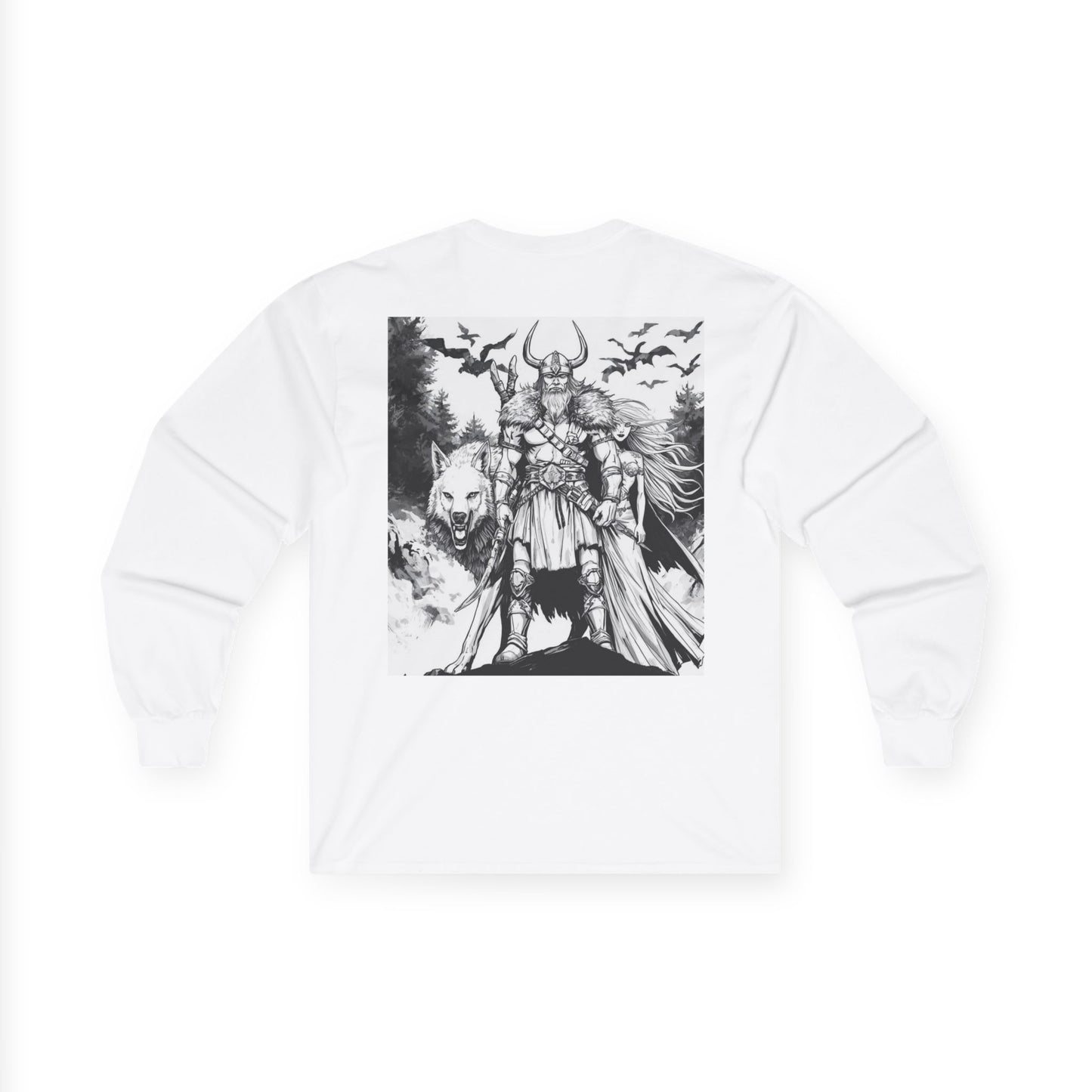 Viking Warrior Long Sleeve Tee — Valkyrie & Wolf Norse Design