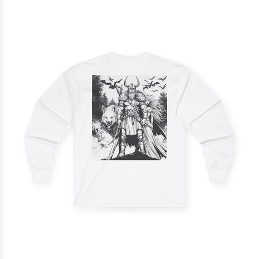 Viking Warrior Long Sleeve Tee — Valkyrie & Wolf Norse Design
