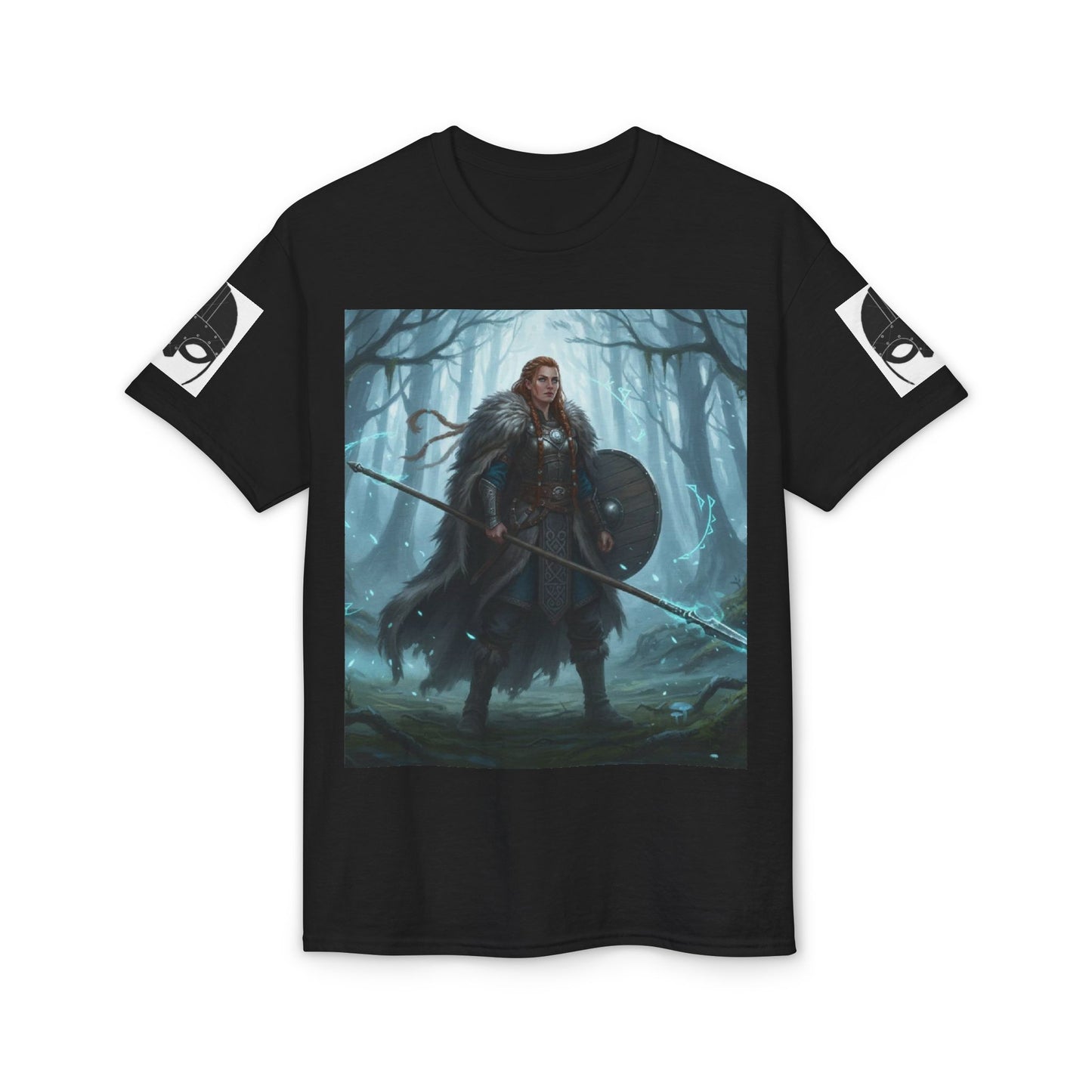 Viking Shieldmaiden T‑Shirt — Norse Warrior Forest Art Tee