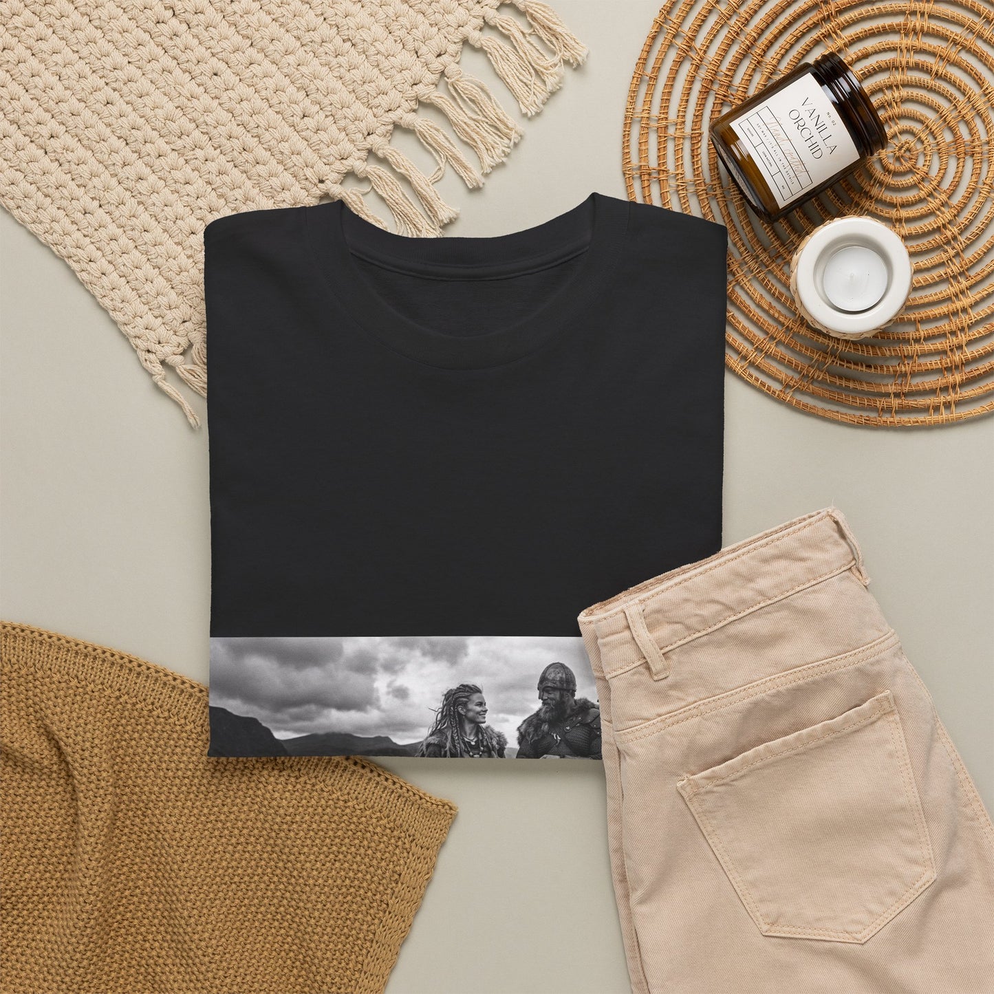 Viking Couple Graphic Tee - Nordic Warrior Photo T-Shirt