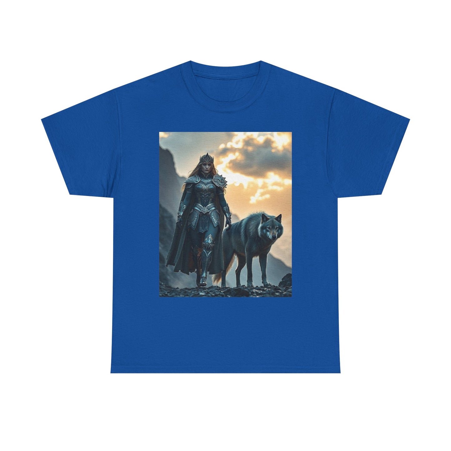 Viking Shieldmaiden & Wolf Graphic Tee