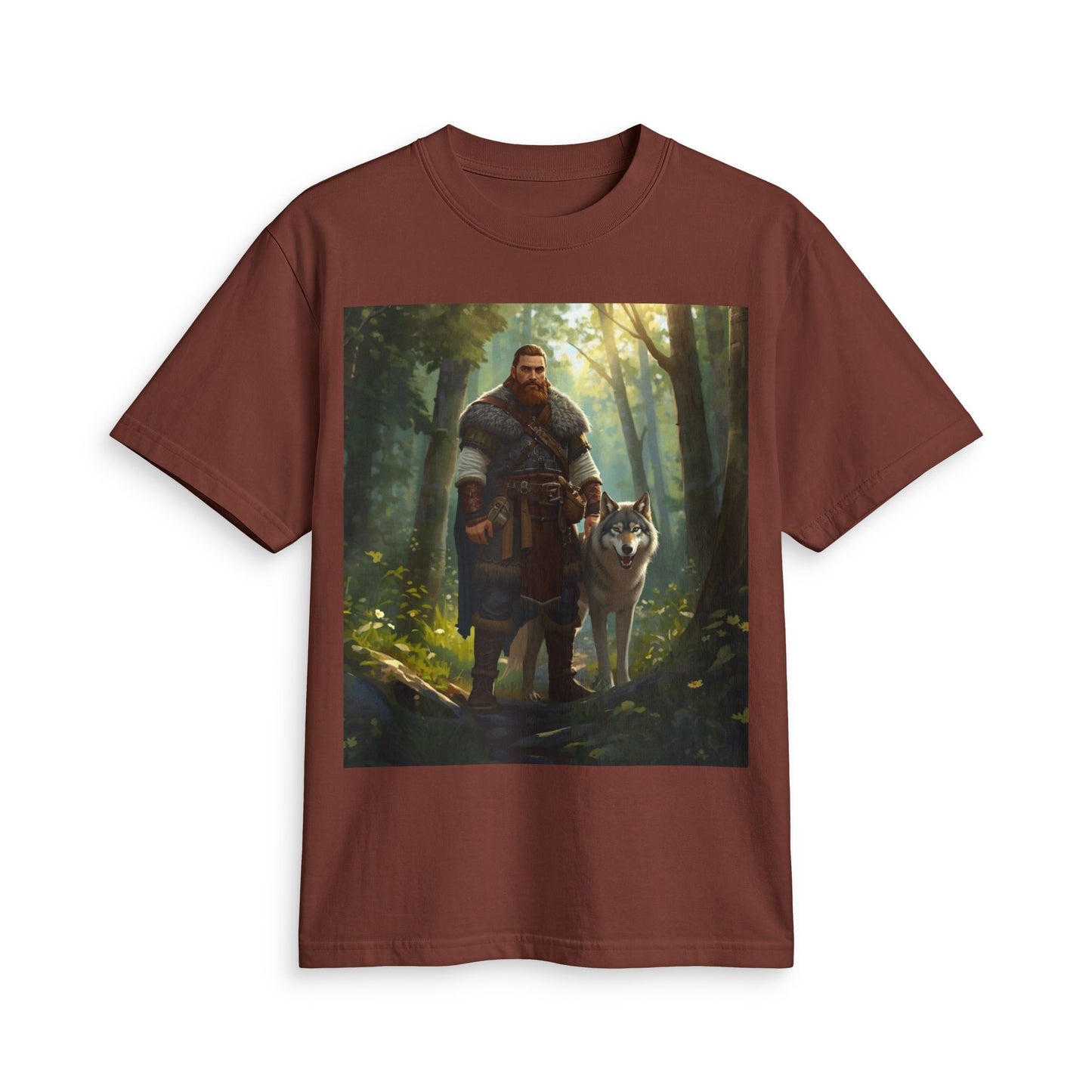 Viking Woodsman T‑Shirt – Warrior and Wolf Forest Graphic Tee