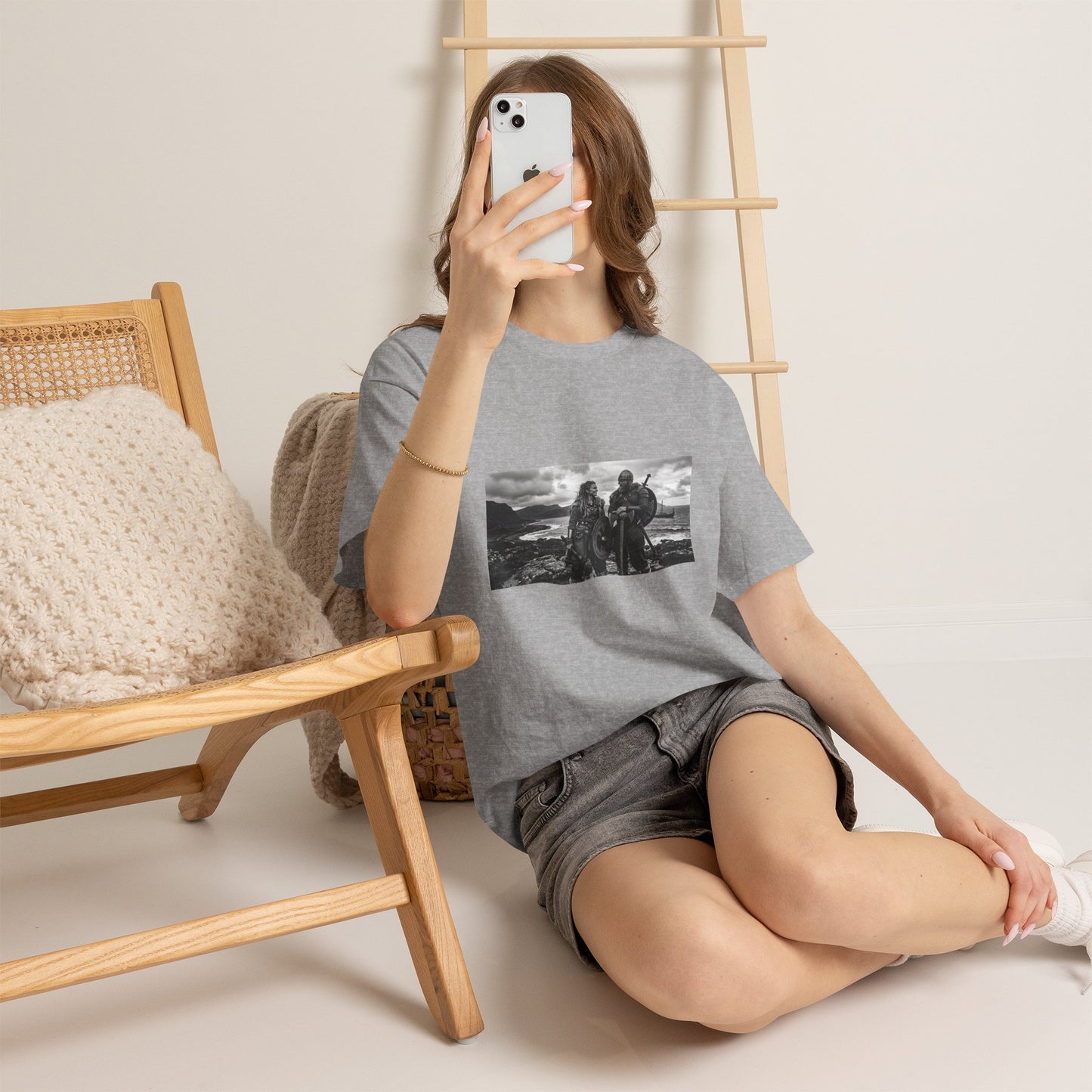 Viking Couple Graphic Tee - Nordic Warrior Photo T-Shirt