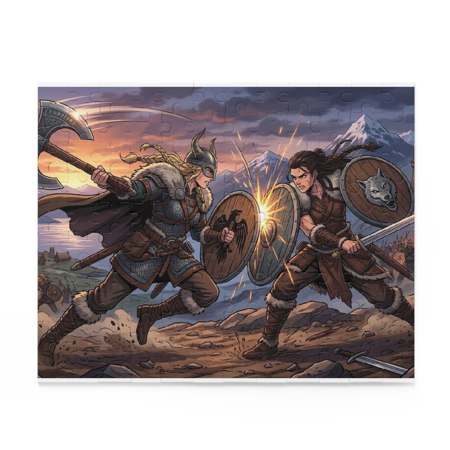Viking Battle Scene Puzzle — Norse Warriors 120/252/500-Piece Jigsaw