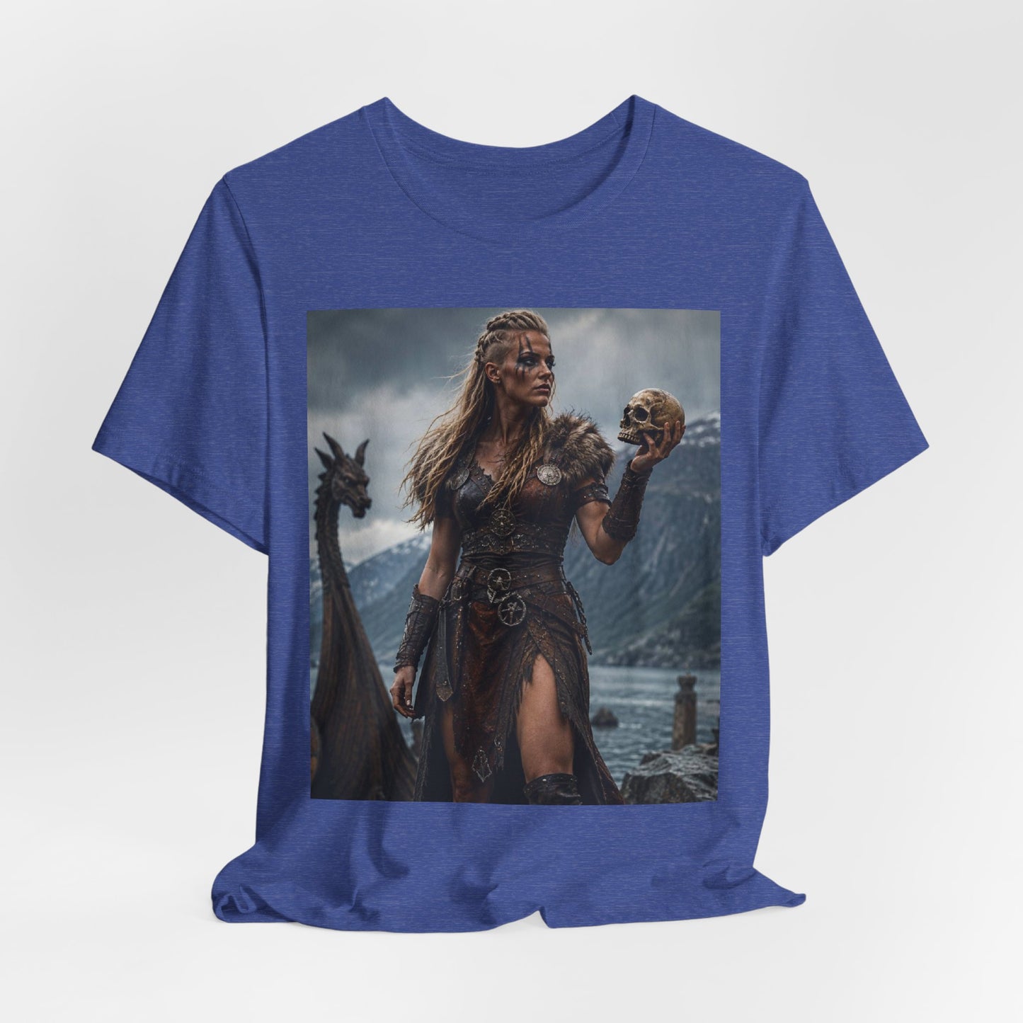 Viking Warrior Woman T‑Shirt — Norse Shieldmaiden Skull Fantasy Tee