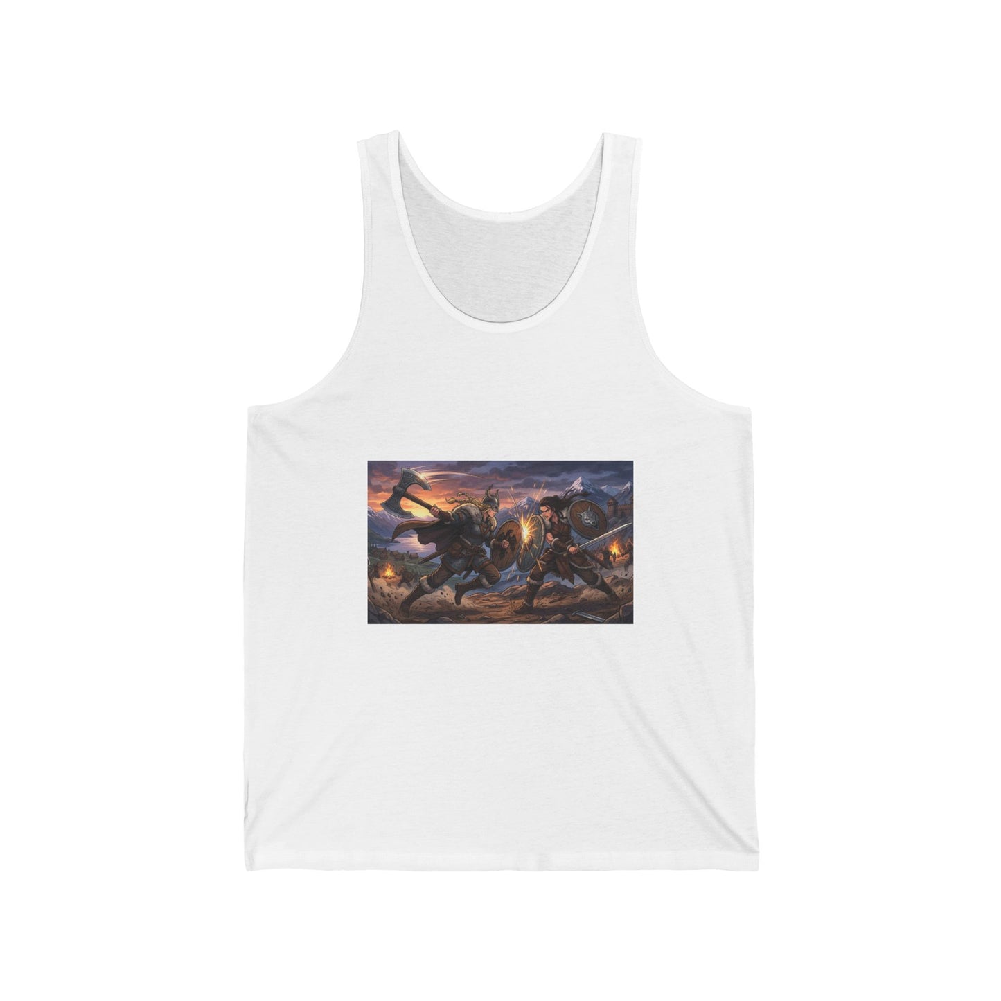 Viking Warriors Battle Scene Tank Top — Norse Mythology Fantasy Art Shirt