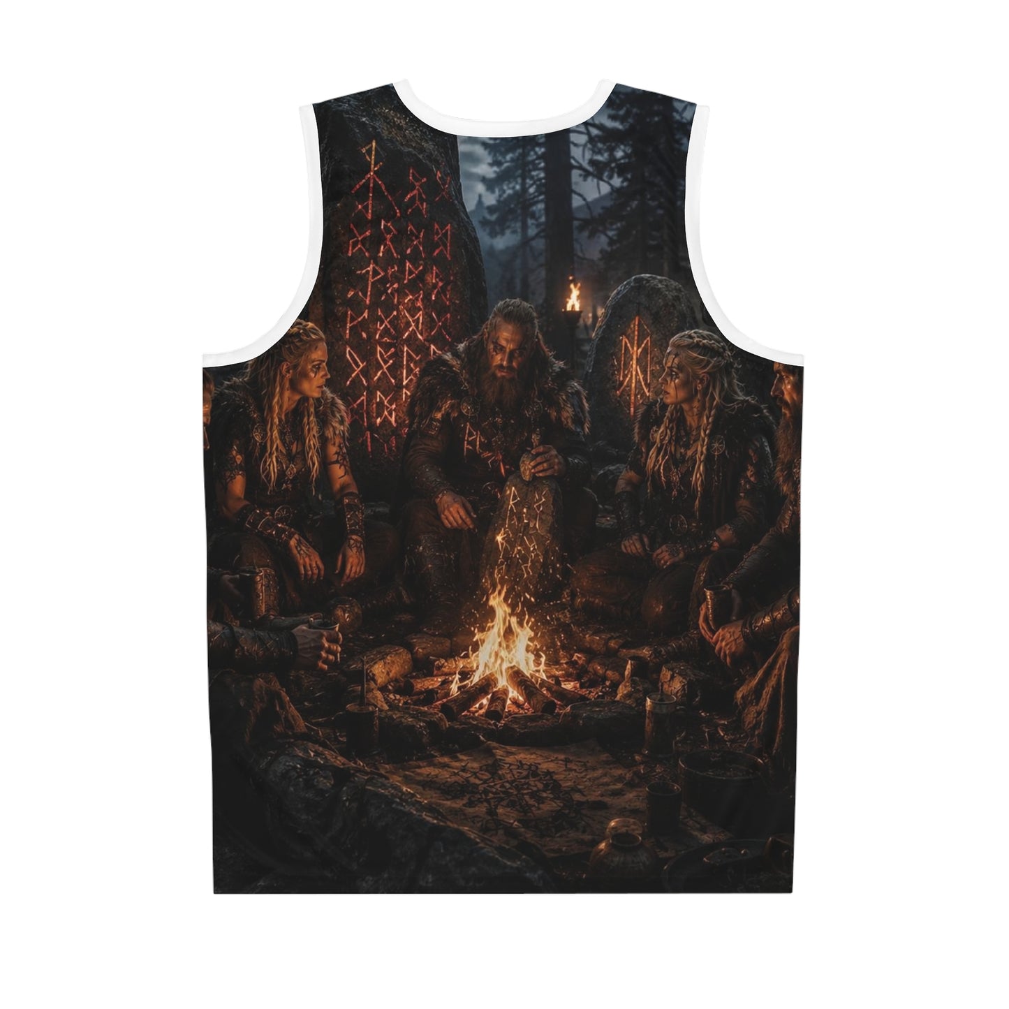 Viking Campfire Basketball Jersey — Norse Warriors All-Over Print