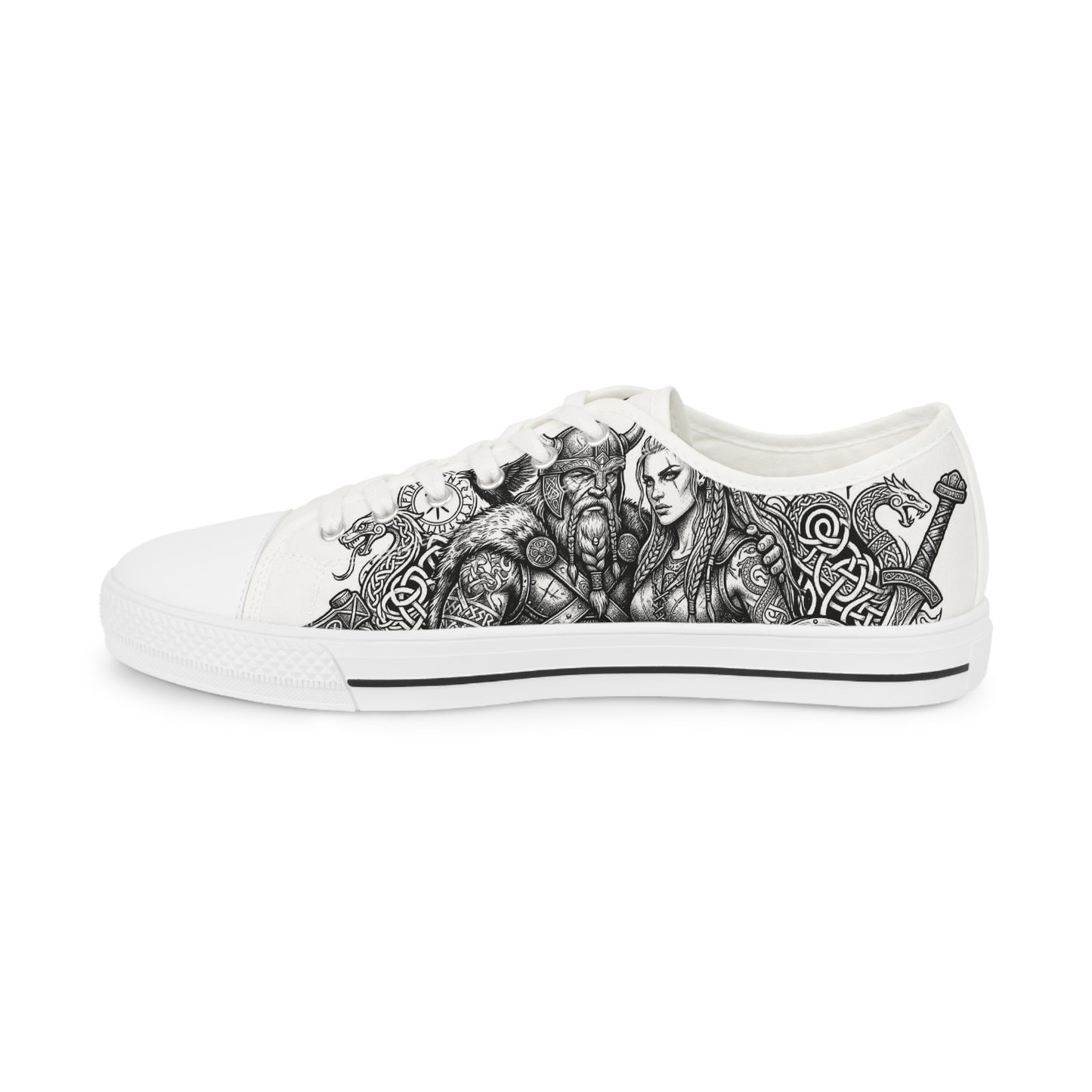 Low Top Sneakers — Gothic Illustration Skull & Portrait Art Sneakers