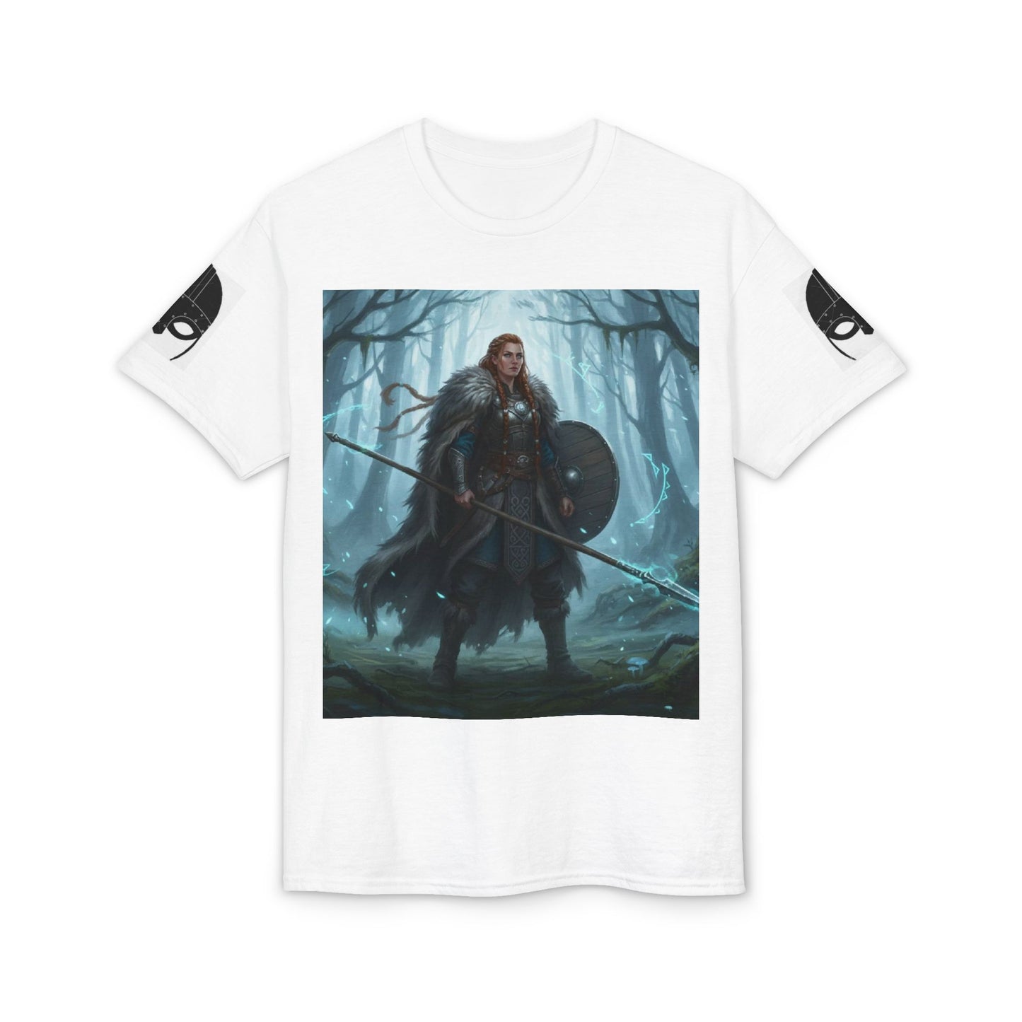 Viking Shieldmaiden T‑Shirt — Norse Warrior Forest Art Tee