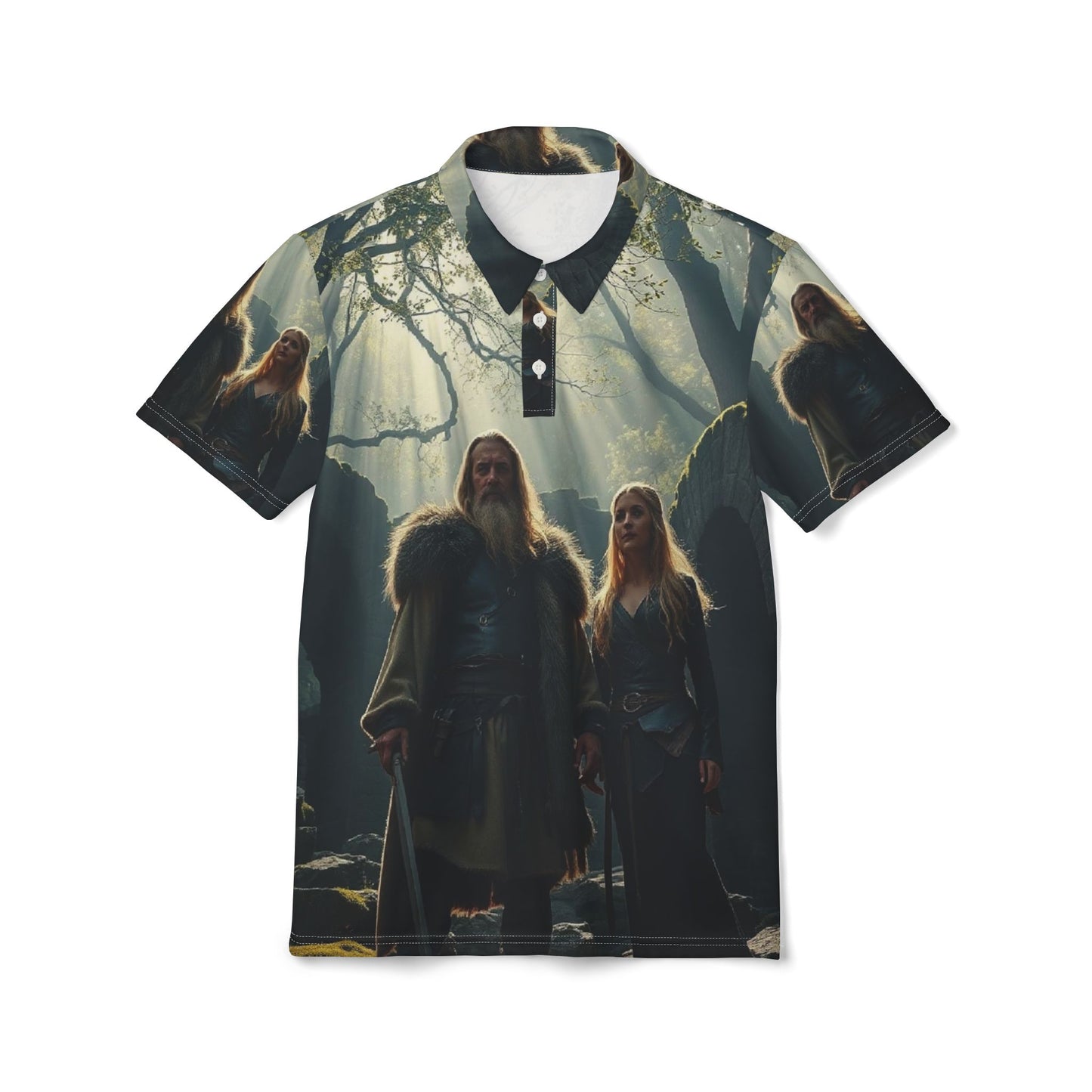 Viking Forest Scene Polo Shirt