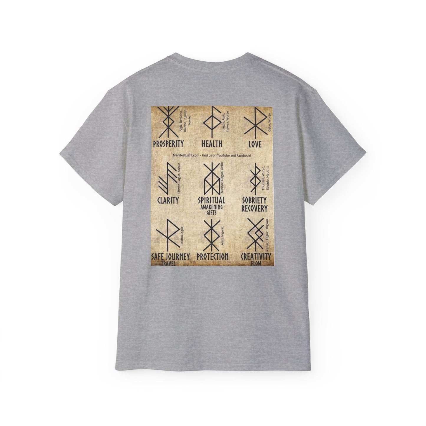 Runic Symbols T‑Shirt — Prosperity, Health & Protection Viking Rune Grid Tee
