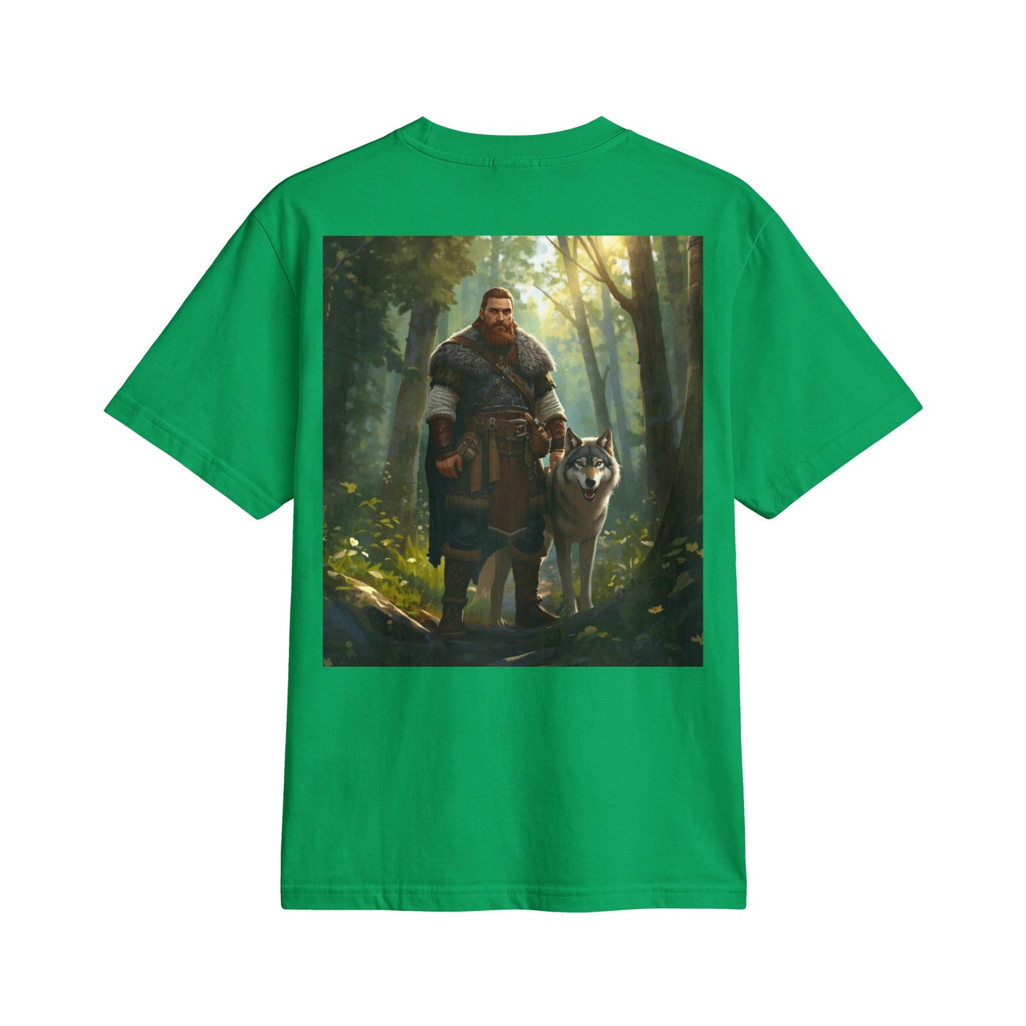 Viking Woodsman T‑Shirt – Warrior and Wolf Forest Graphic Tee