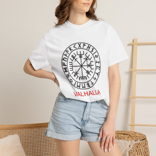Valhalla Rune Compass T-Shirt — Viking Vegvísir Design
