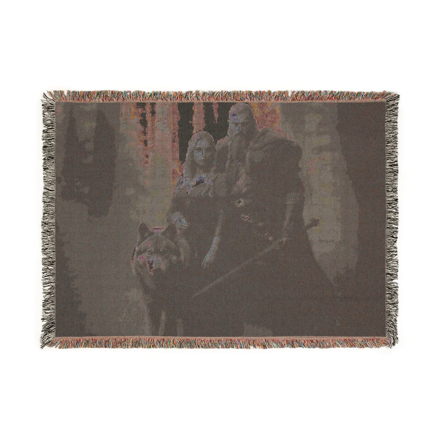 Medieval Couple Woven Blanket — Gothic Castle Tapestry Throw