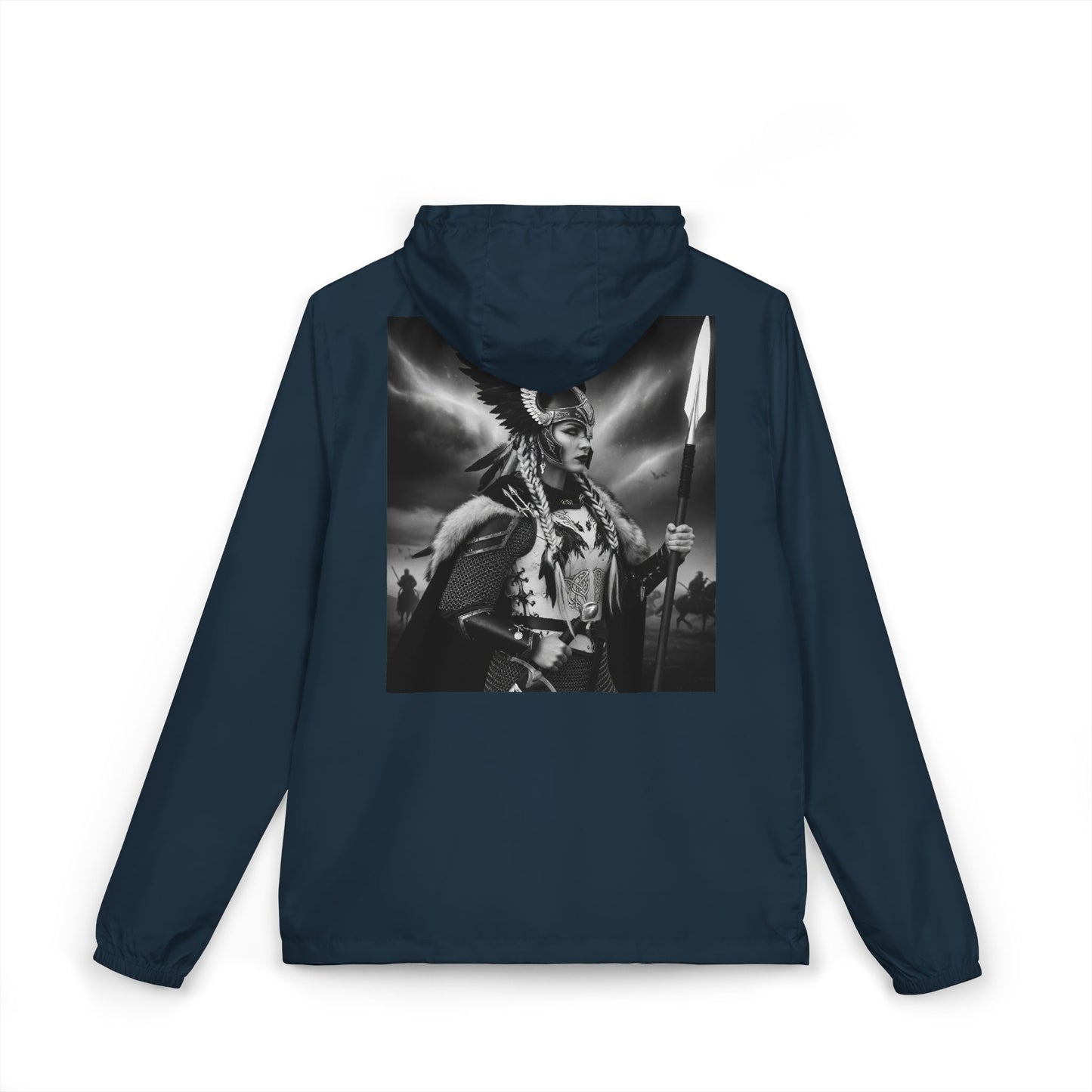 Windbreaker Jacket — Viking Warrior Graphic Full-Zip Hooded Windbreaker