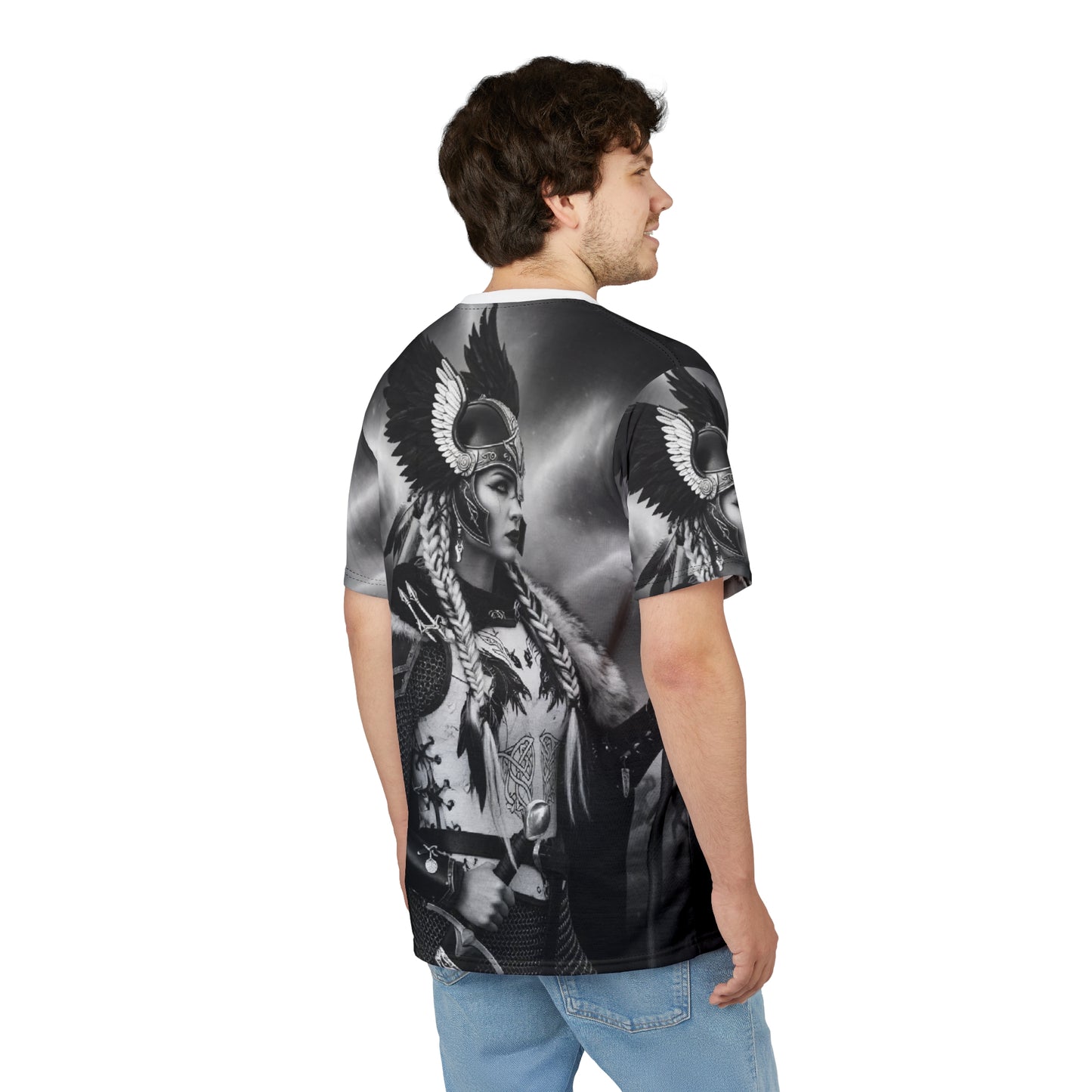 Valkyrie Warrior Graphic Tee — All-Over Print Norse Mythology T-Shirt