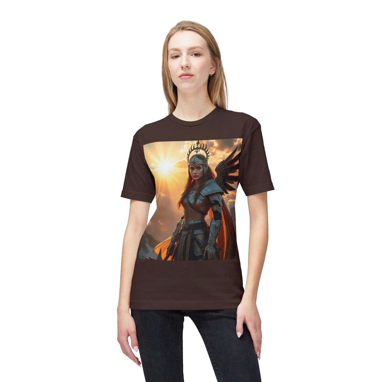 Valkyrie Warrior T-Shirt — Norse Shieldmaiden Sunset Graphic Tee