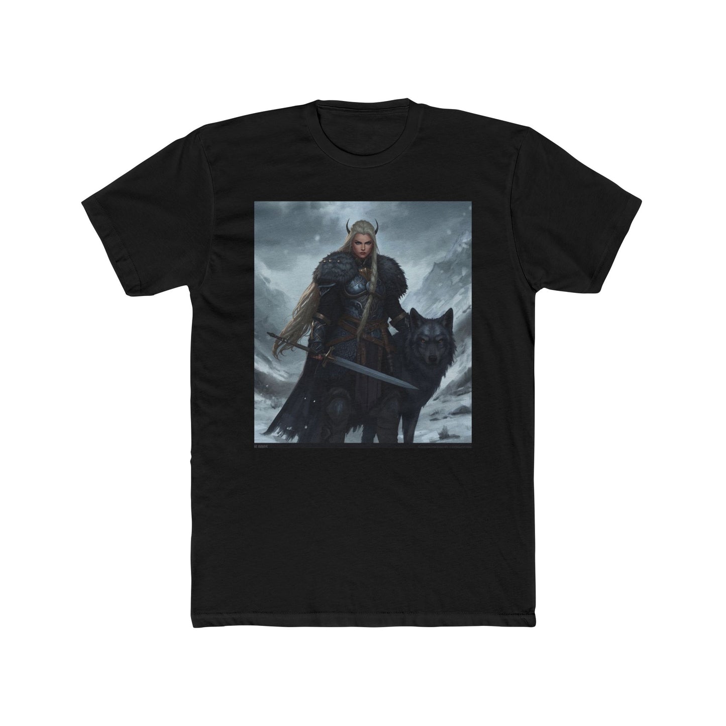 Viking Warrior & Wolf Graphic Tee — Norse Fantasy Sword T‑Shirt