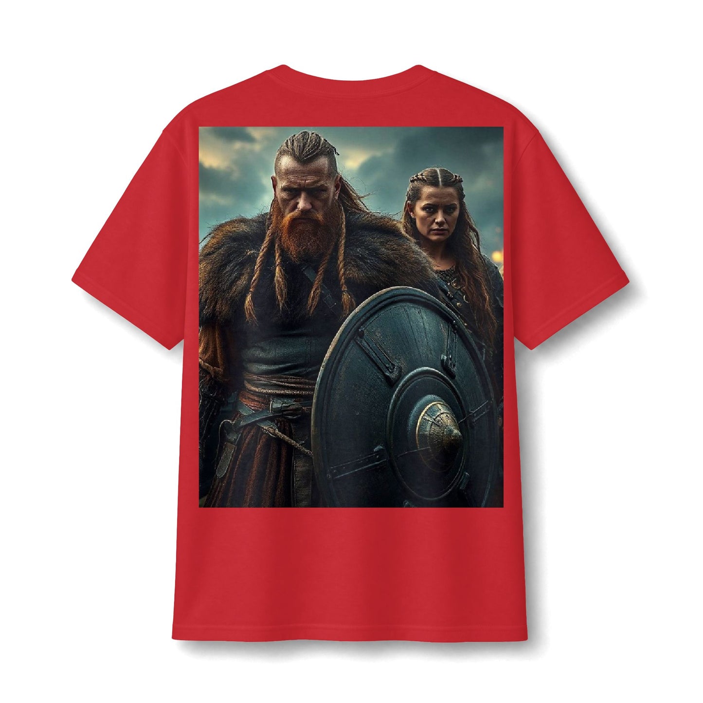 Viking Warrior Graphic Tee — Fierce Norse Shieldmen T‑Shirt