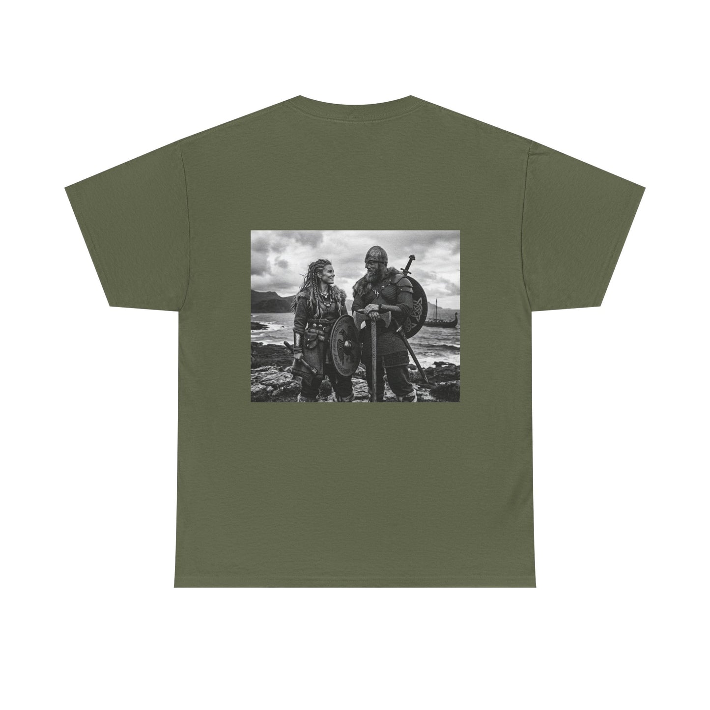 Viking Couple Graphic Tee - Nordic Warrior Photo T-Shirt