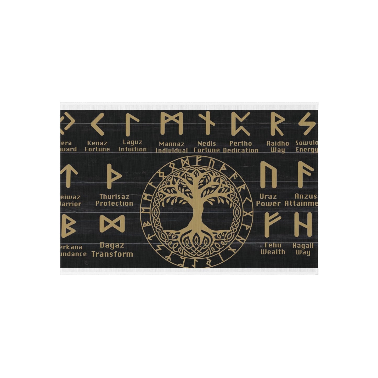 Viking Runes Tree of Life Outdoor Rug - Norse Symbol Doormat for Patio & Porch