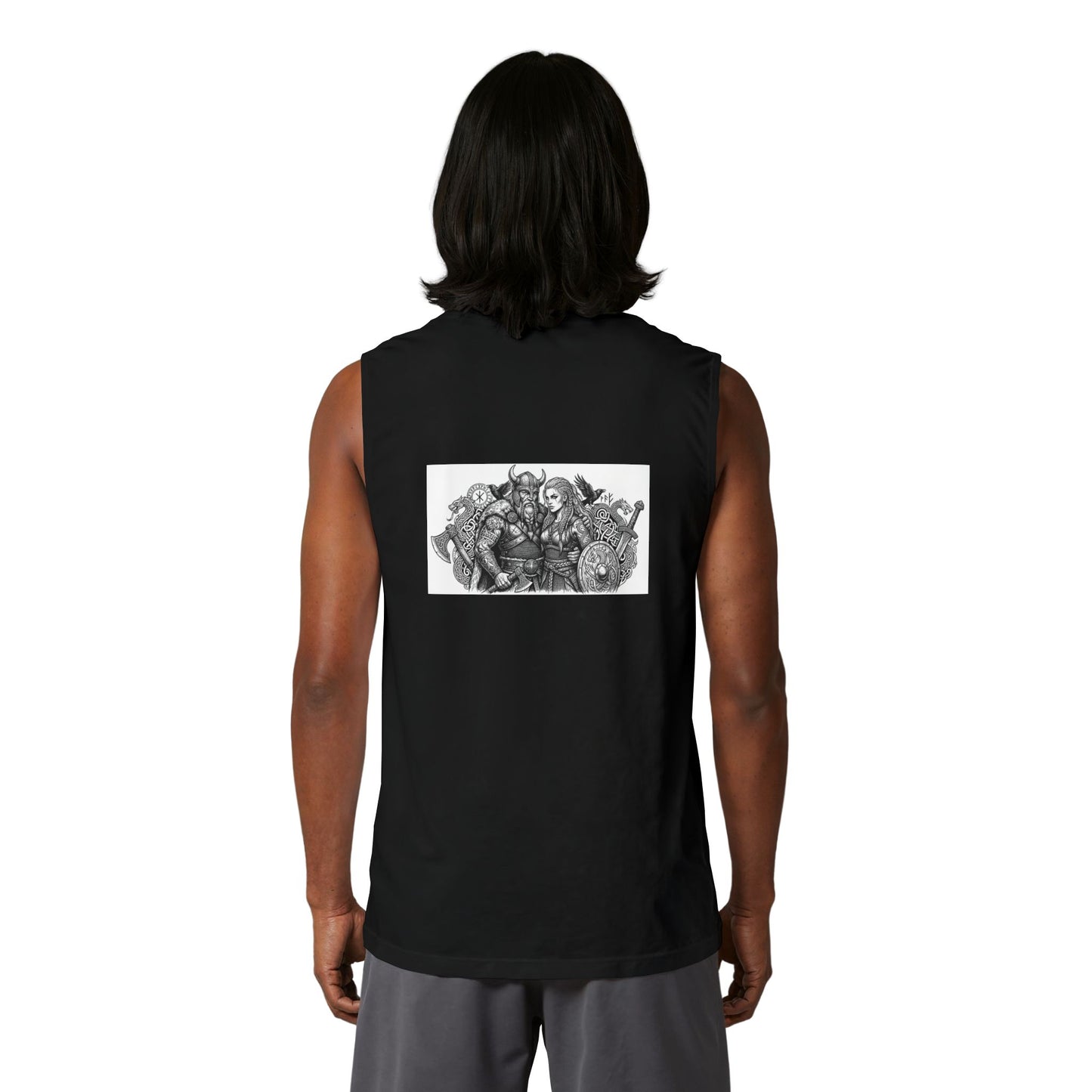 Viking Warriors Graphic Muscle Tank — Norse Shield-Maidens Illustration