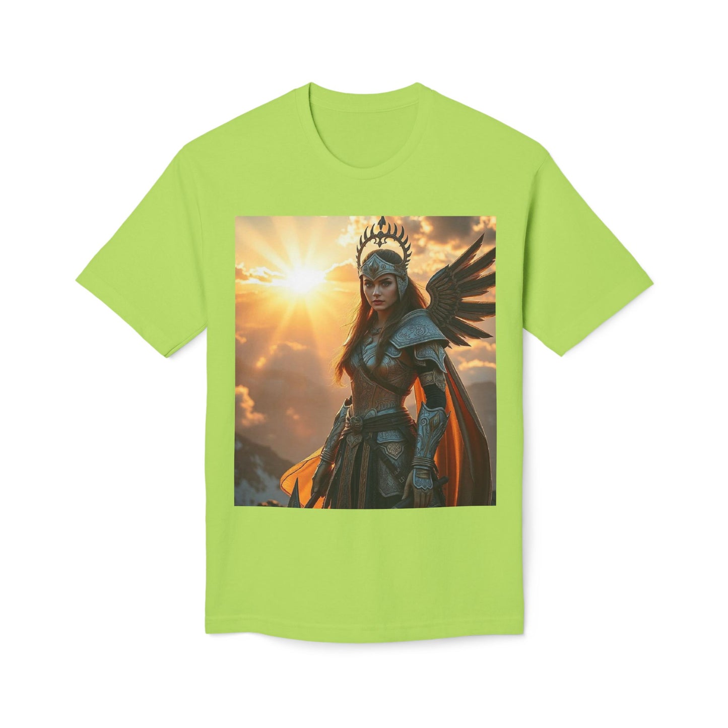 Valkyrie Warrior T-Shirt — Norse Shieldmaiden Sunset Graphic Tee