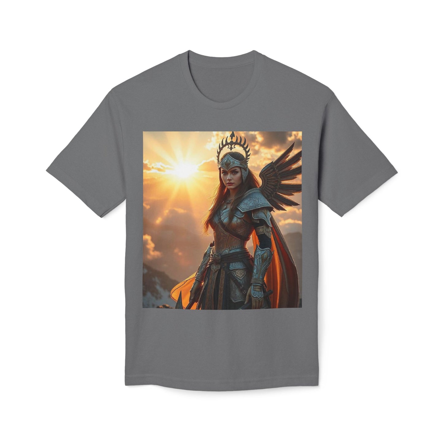 Valkyrie Warrior T-Shirt — Norse Shieldmaiden Sunset Graphic Tee