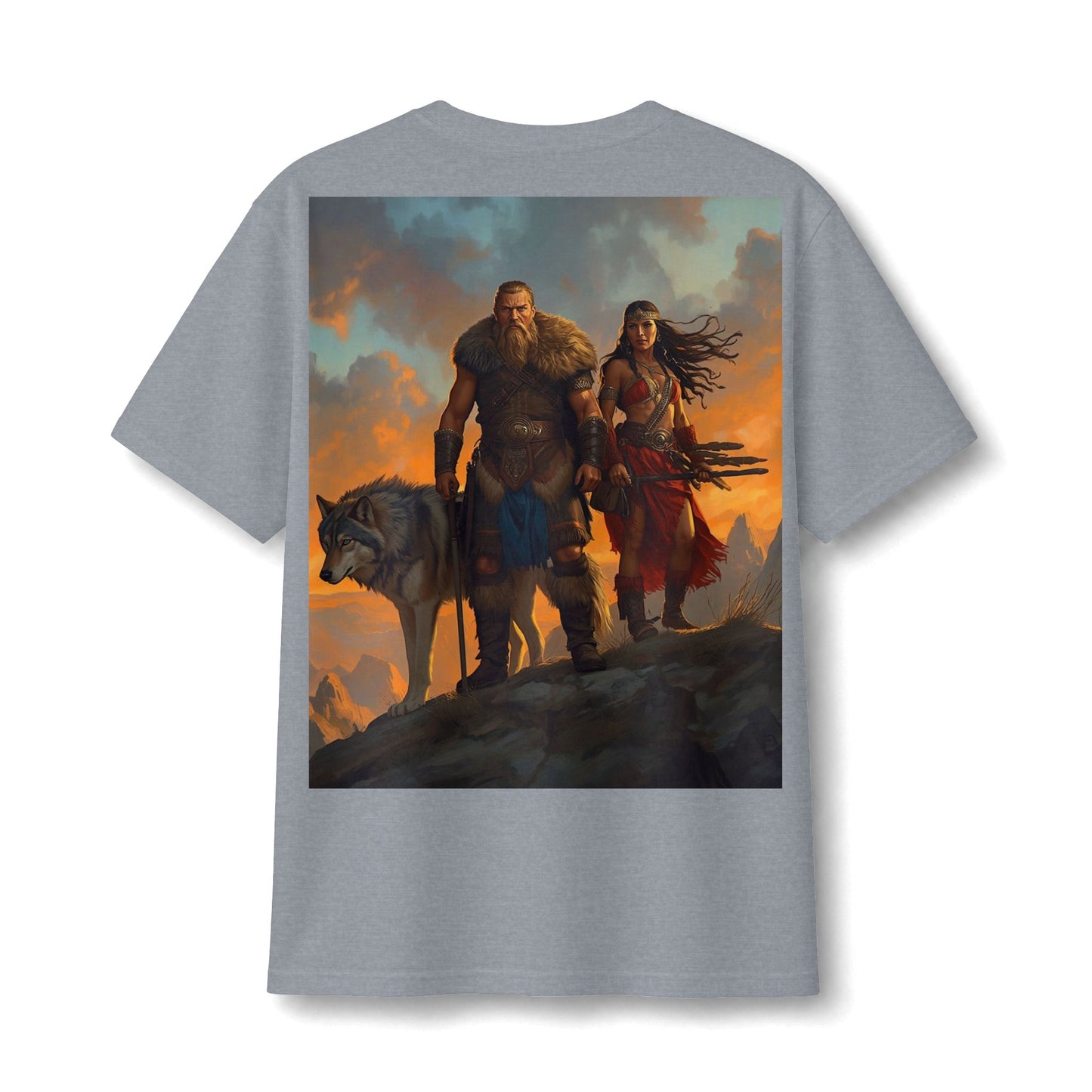 Viking Warriors & Wolf Illustration Tee