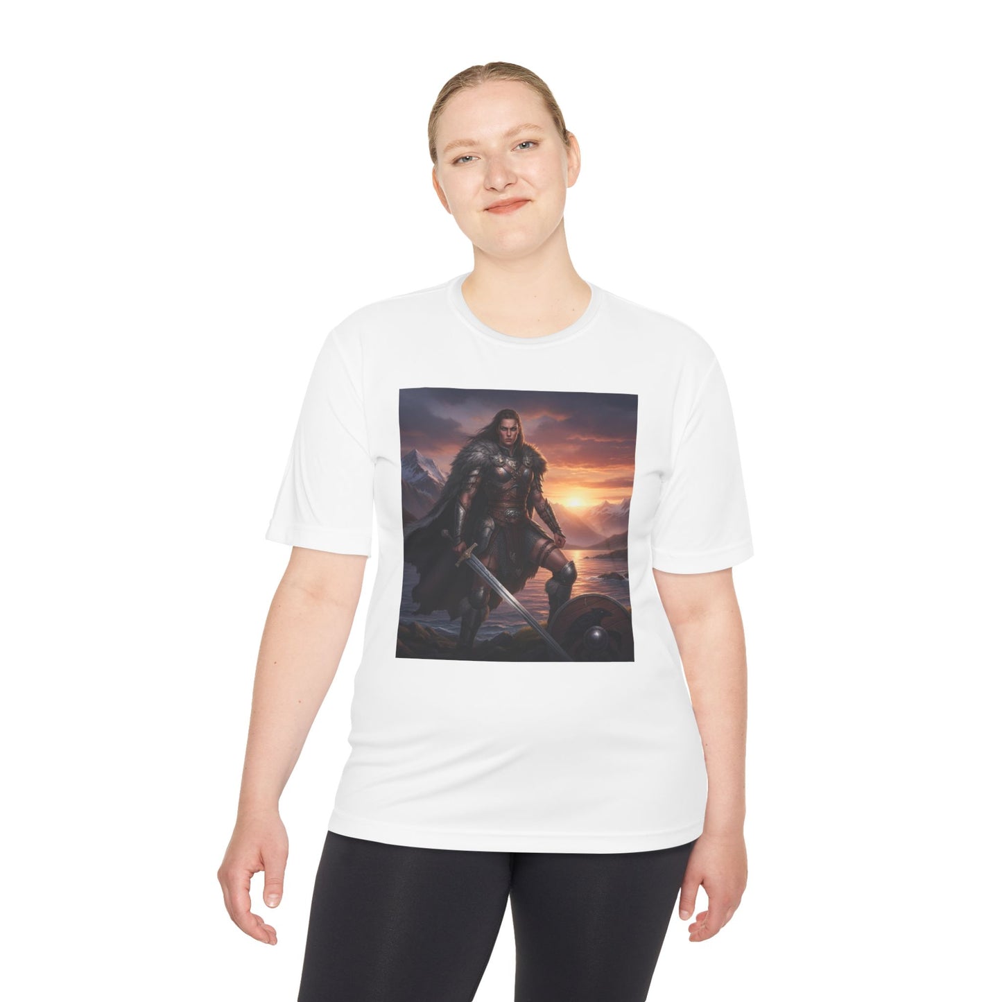 Viking Warrior Graphic Tee — Nordic Sunset Sword T‑Shirt