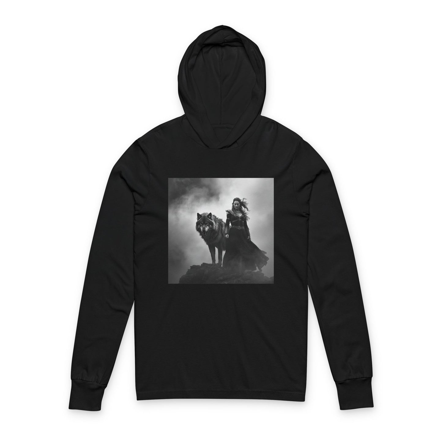 Viking Wolf Rider Hooded Long Sleeve Tee
