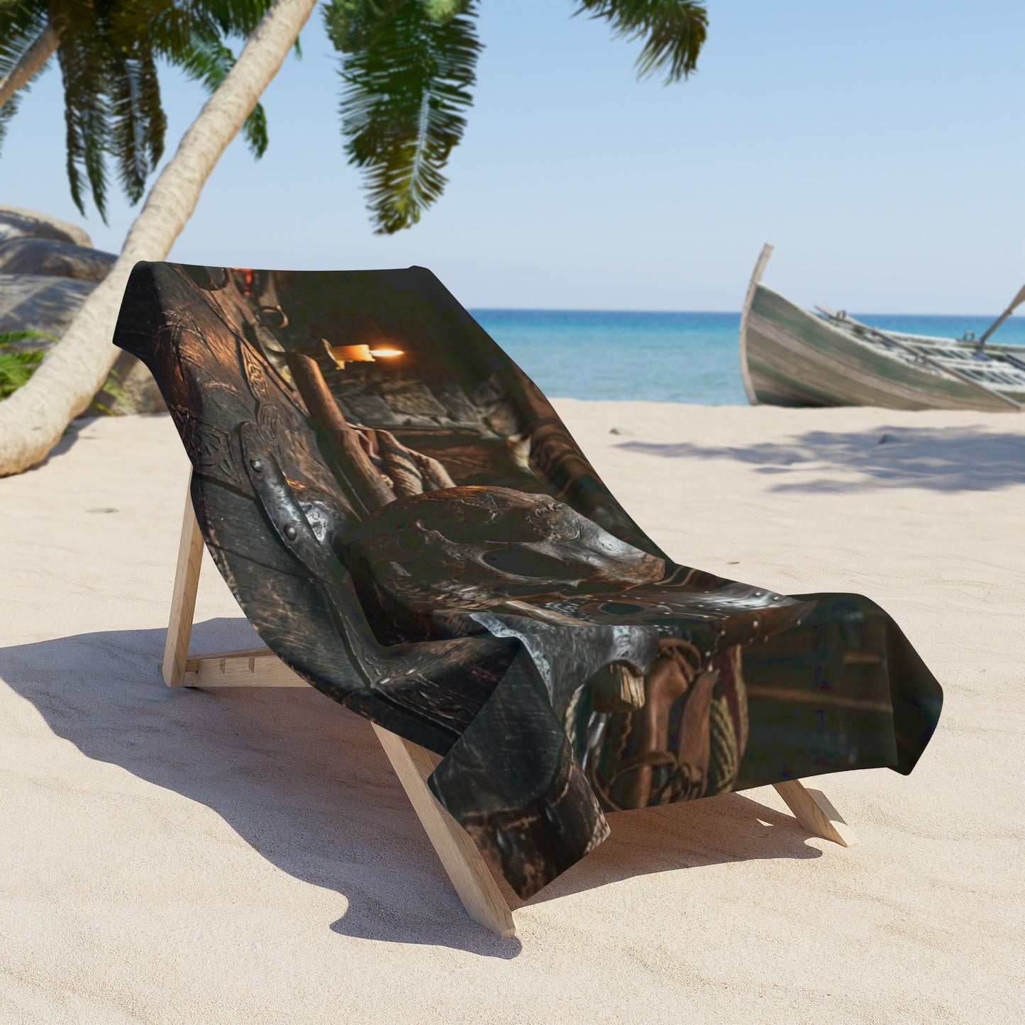 Pirate Skull Beach Towel — Dark Treasure Cove Design