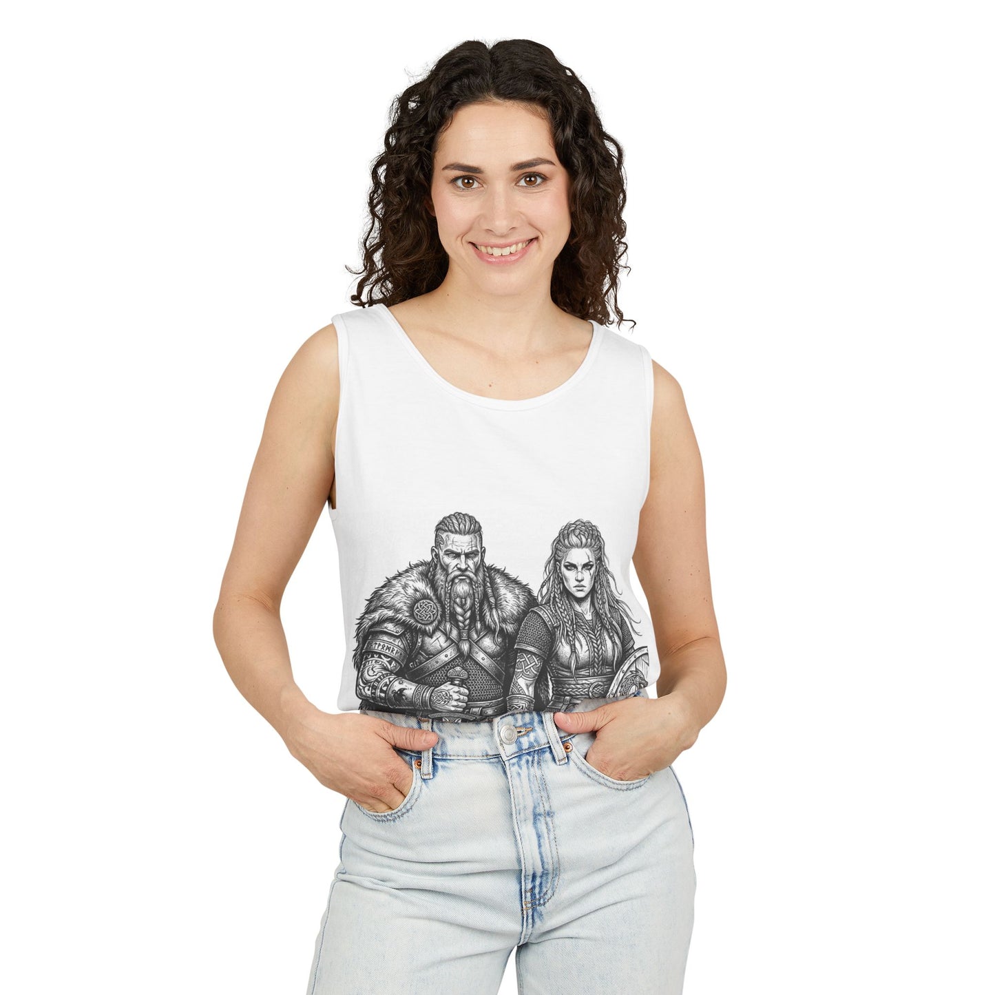Viking Warriors Tank Top — Norse Couple Illustration Tee