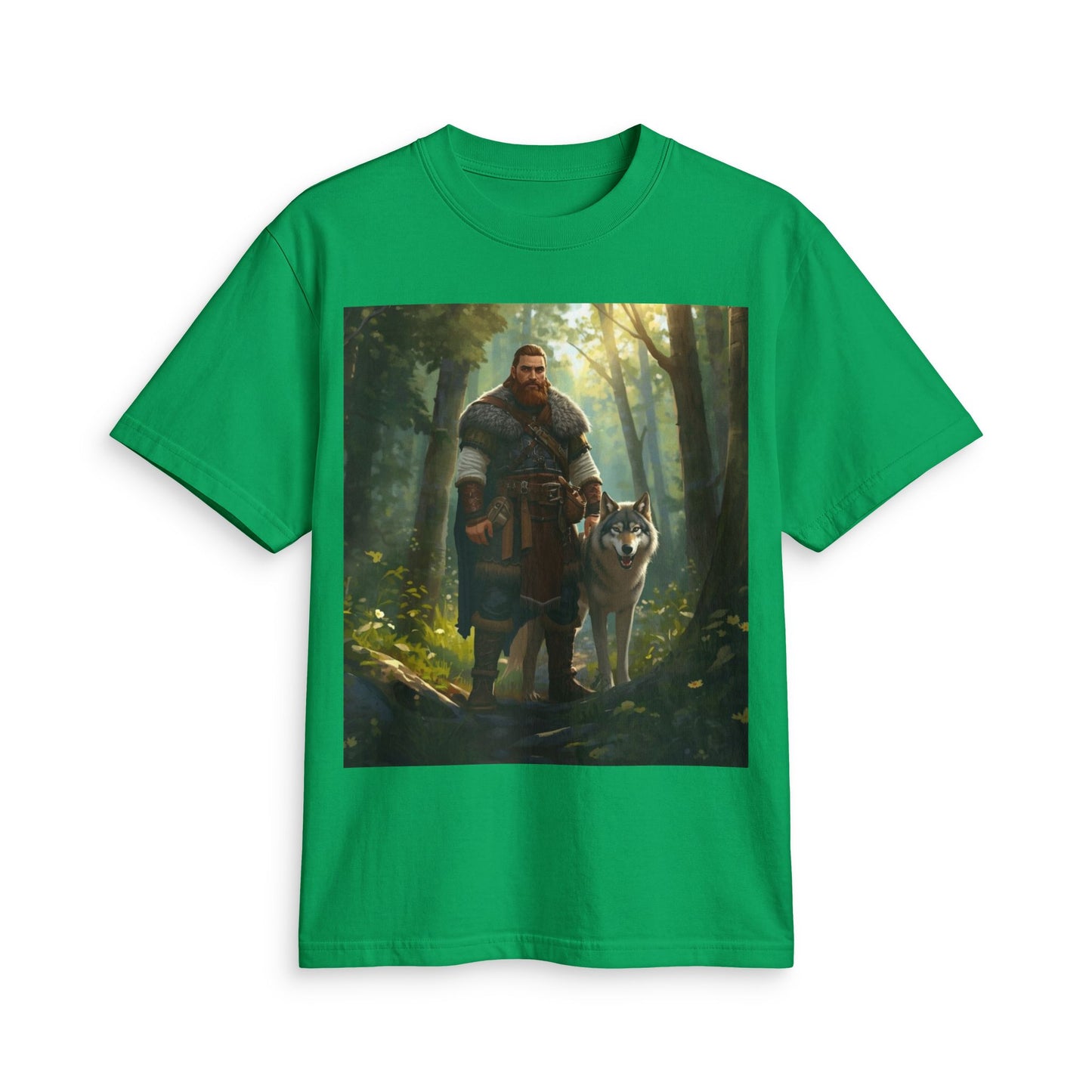 Viking Woodsman T‑Shirt – Warrior and Wolf Forest Graphic Tee