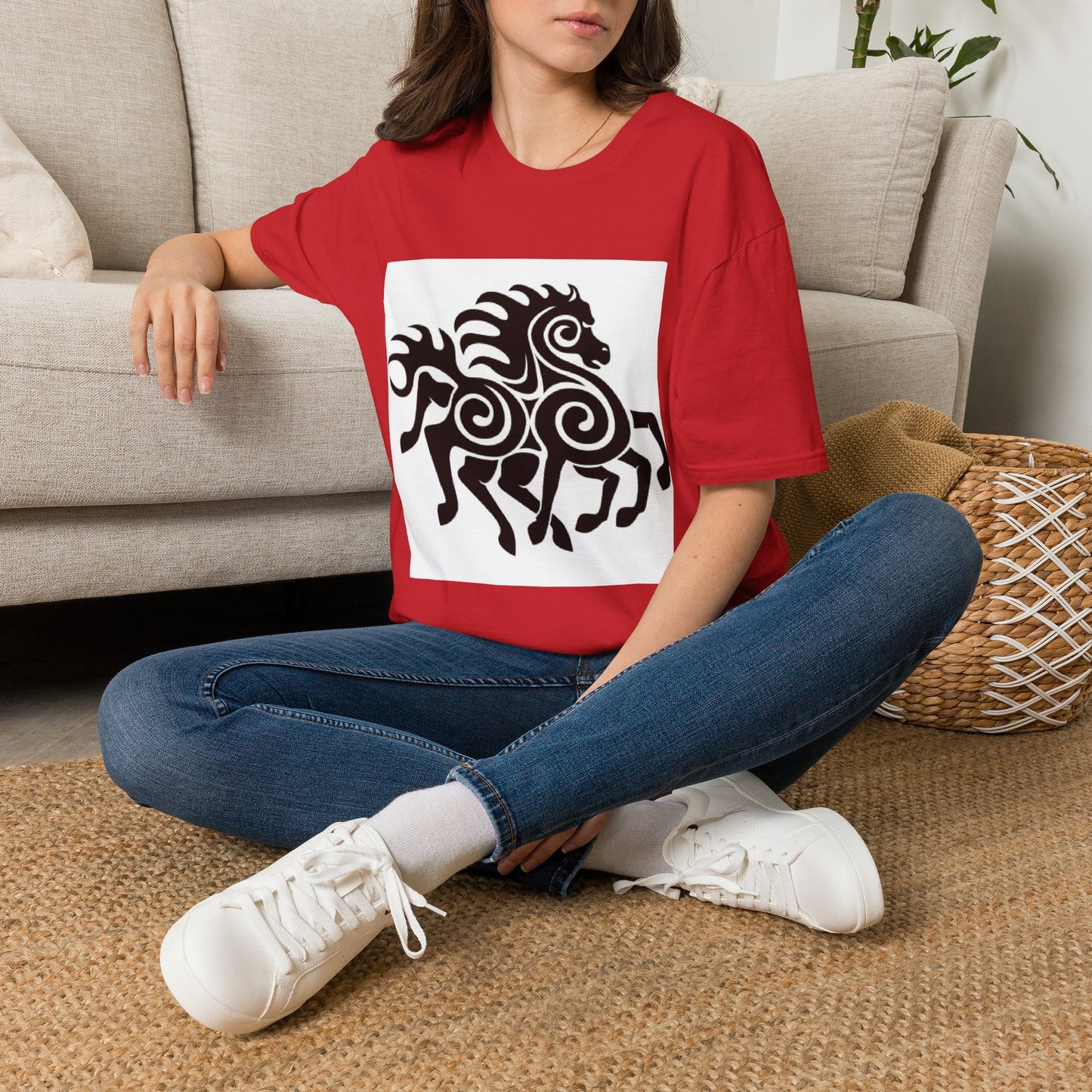Tribal Horse Graphic T-Shirt — Celtic-Inspired Running Stallion Design