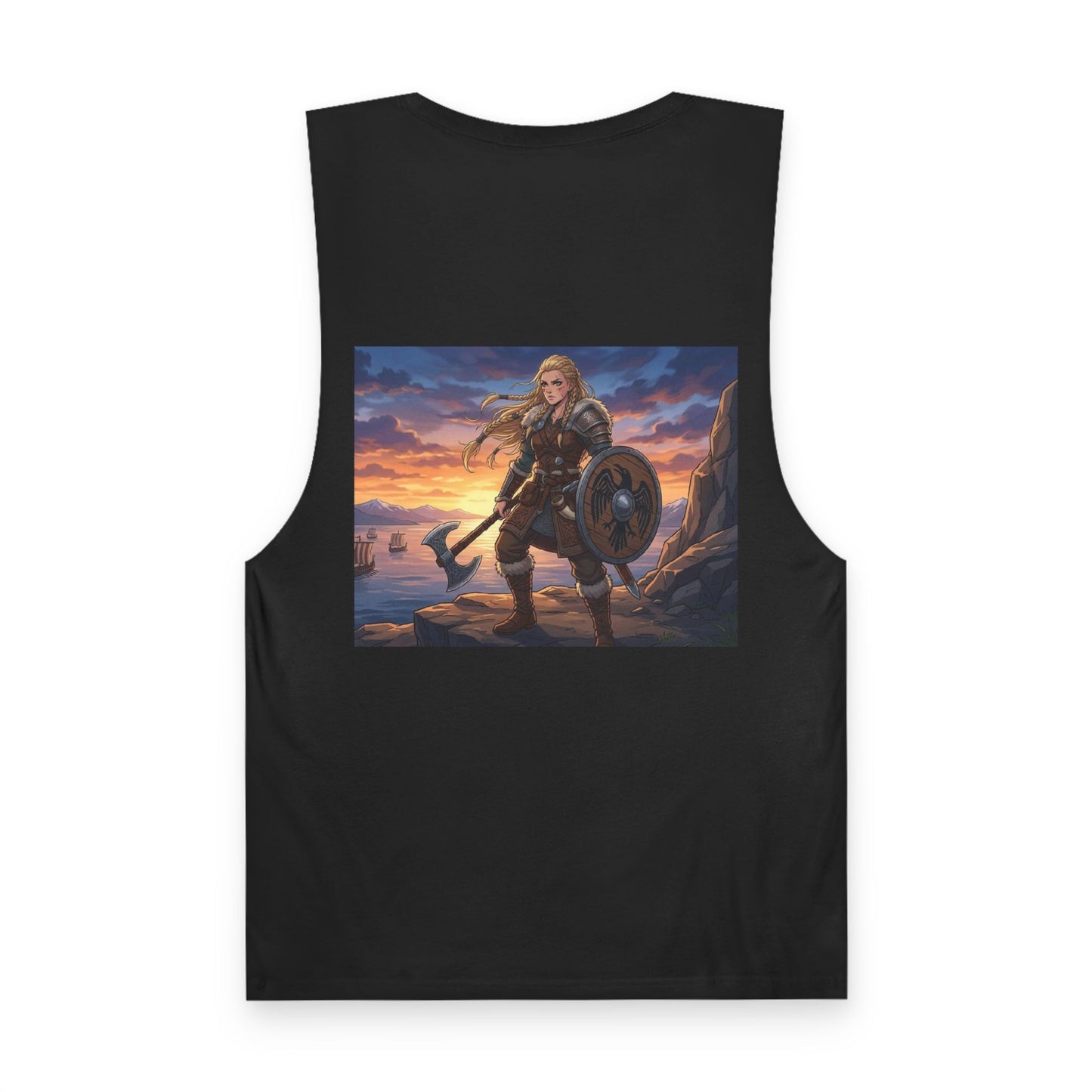 Viking Warrior Tank Top — Norse Shieldmaiden Sunset Graphic Tank