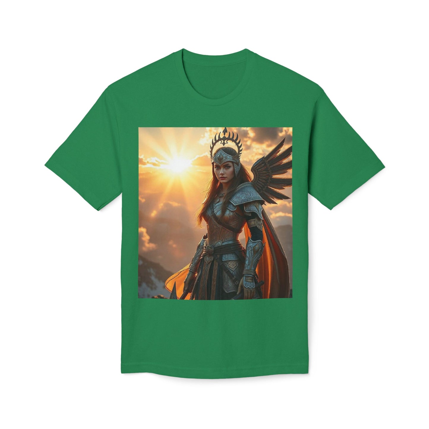 Valkyrie Warrior T-Shirt — Norse Shieldmaiden Sunset Graphic Tee