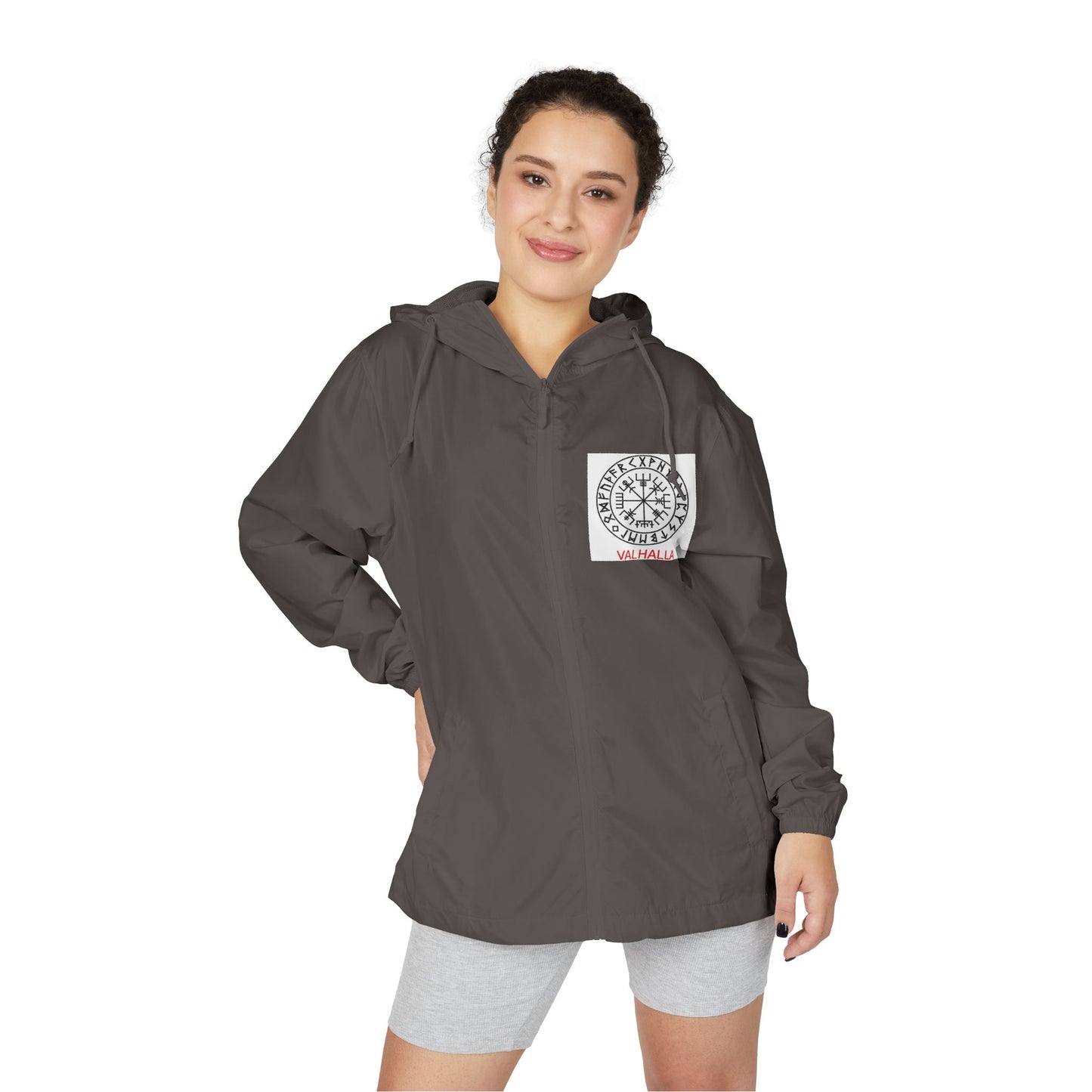 Windbreaker Jacket — Viking Warrior Graphic Full-Zip Hooded Windbreaker