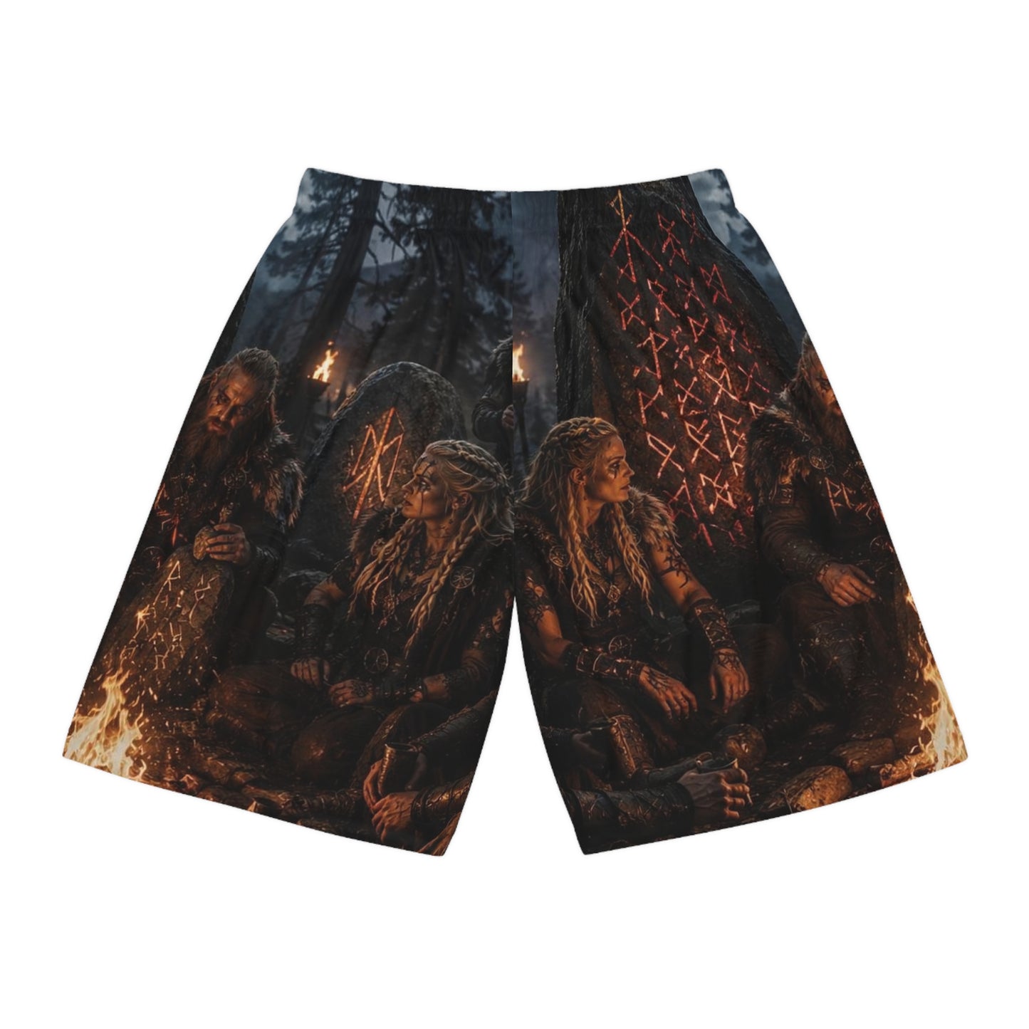 Viking Ritual Graphic Basketball Shorts