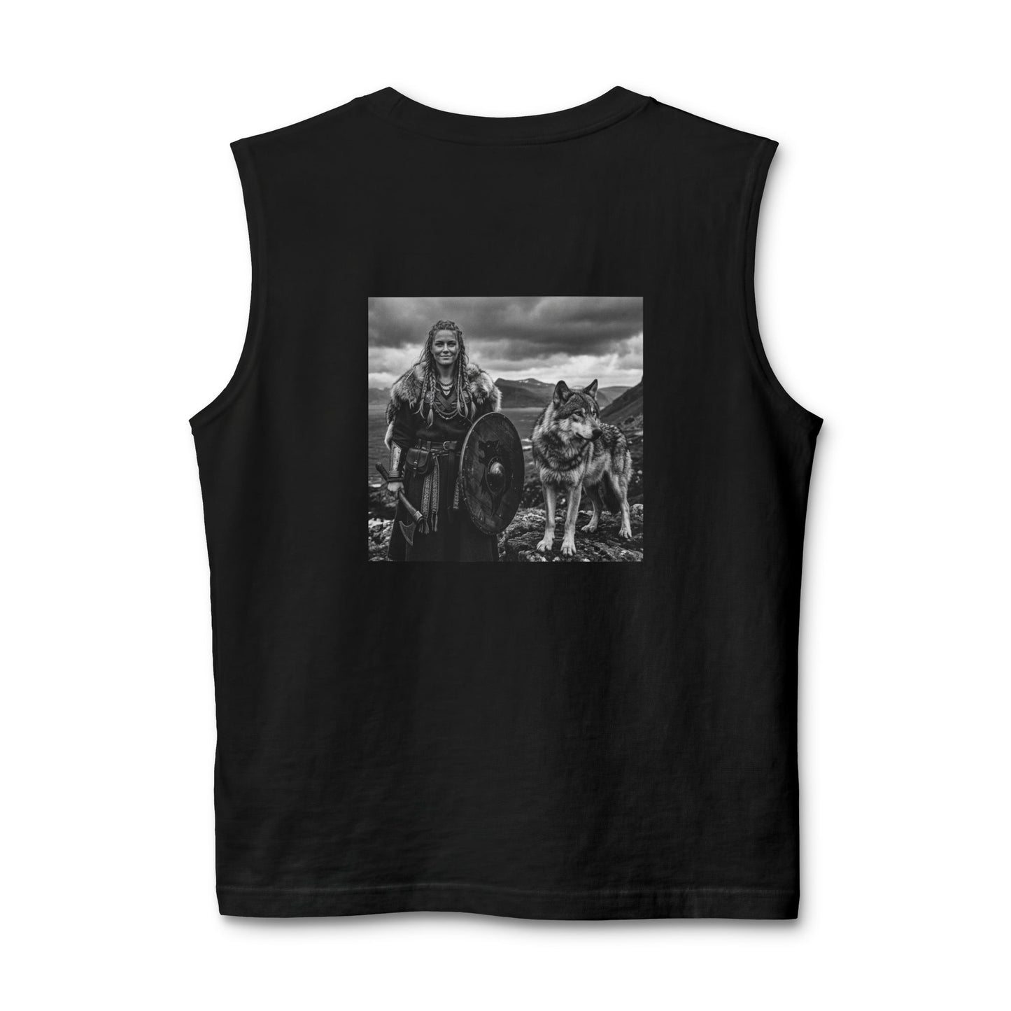 Viking Warrior & Wolf Muscle Tank — Norse Mythic Graphic Tank Top