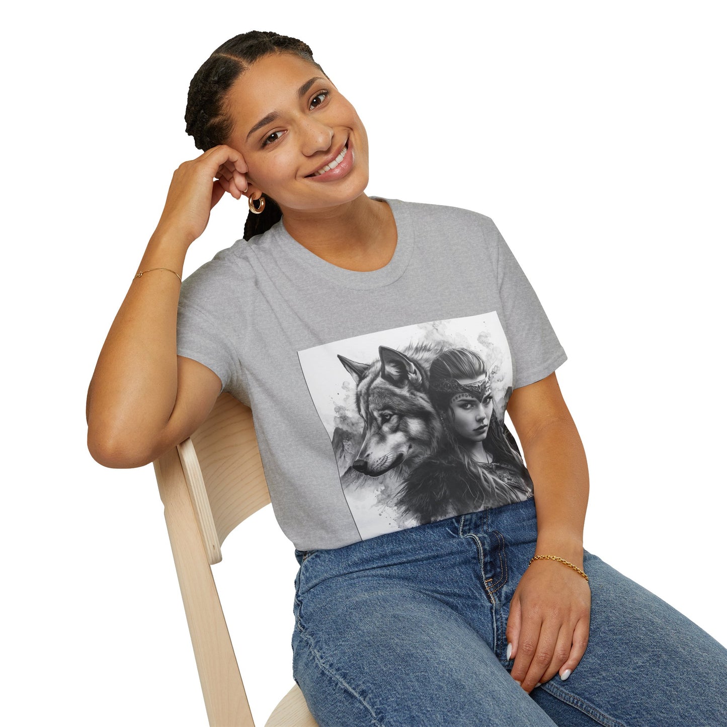 Wolf Spirit T-Shirt — Mystical Warrior Woman Graphic Tee